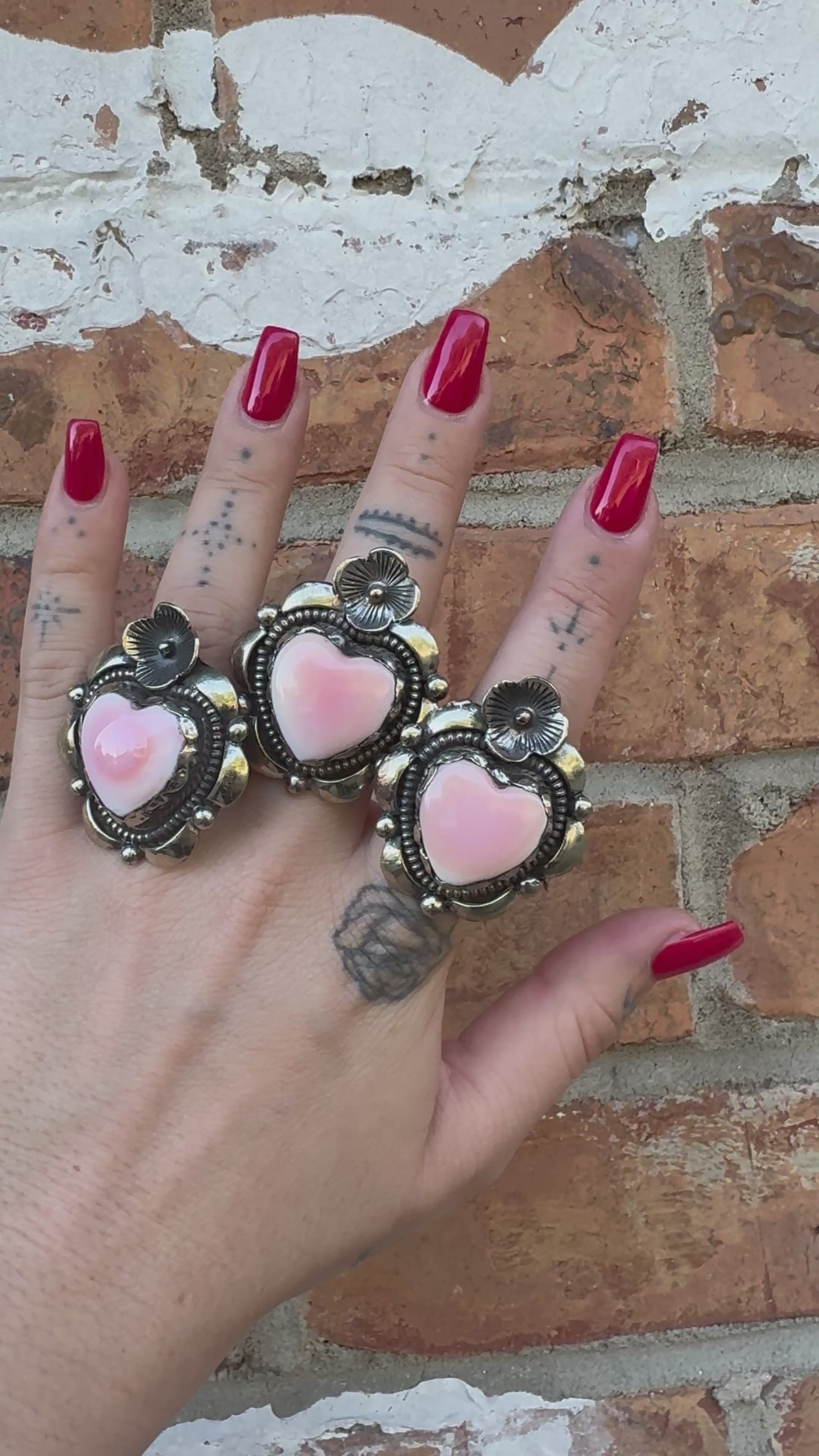 Flower of my Heart Ring in Pink Opal