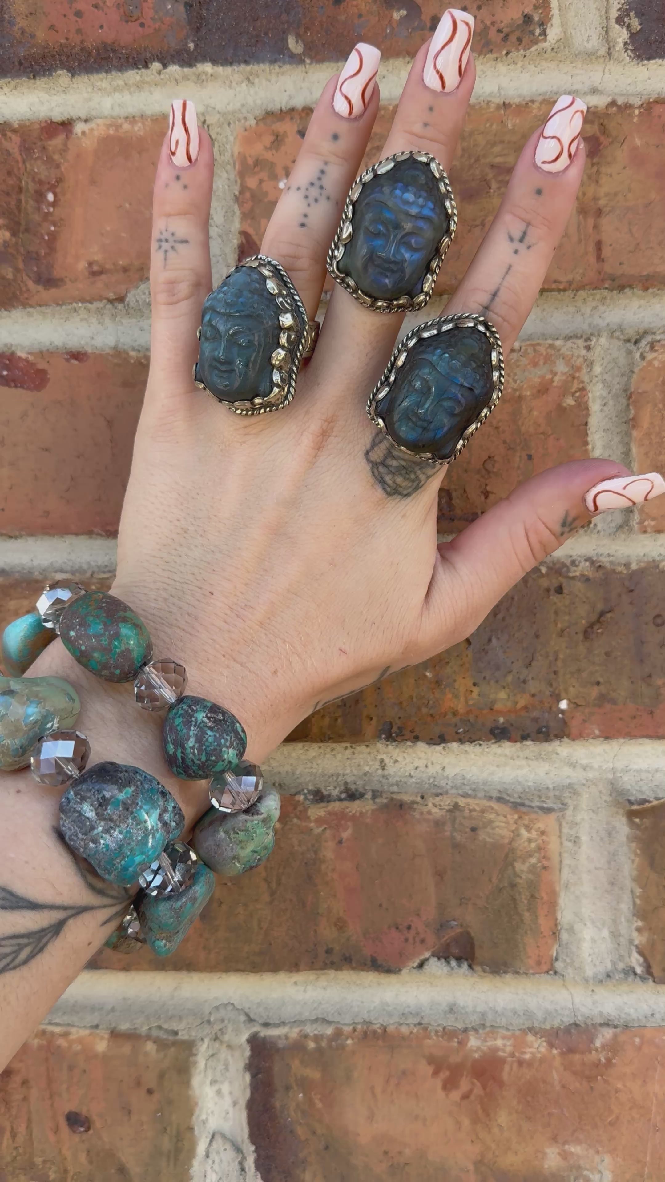 Deity Face Ring in Labradorite