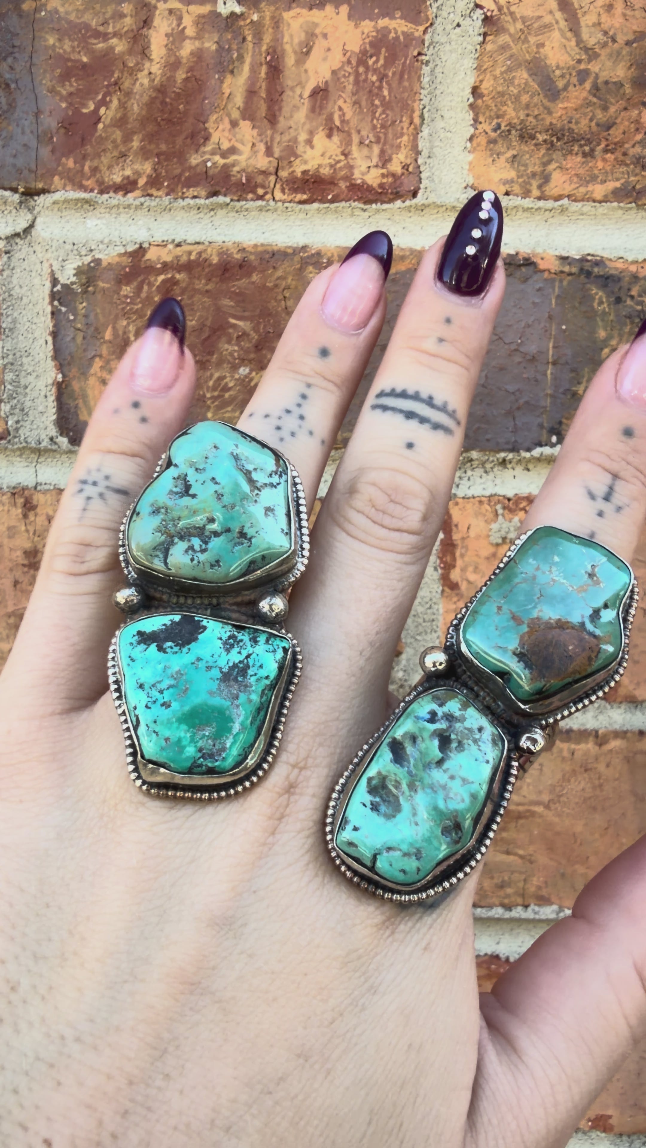 Chunky Turquoise Nugget Ring - 8 & 9