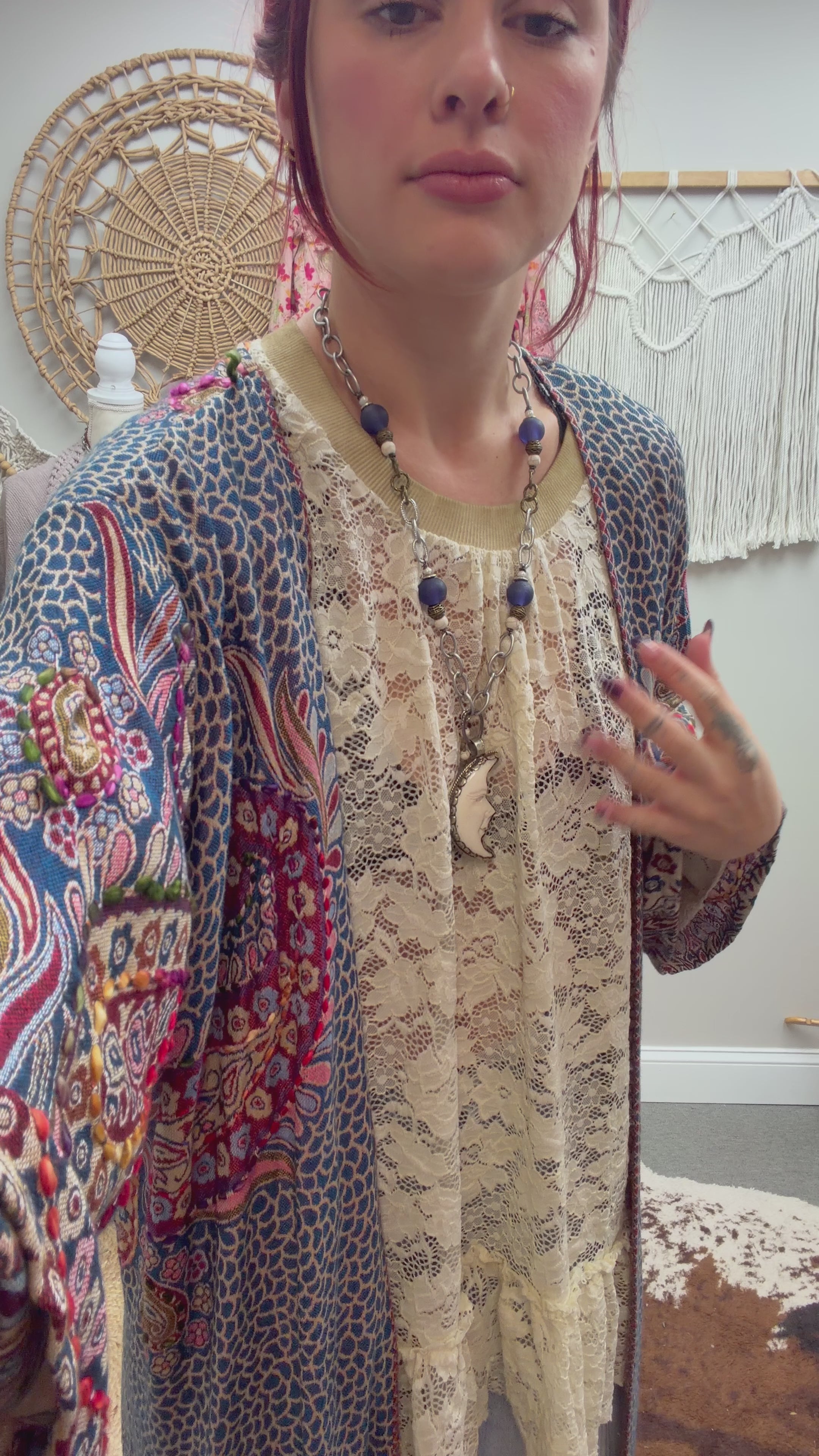 Rhea Navy Thick Stitch Duster