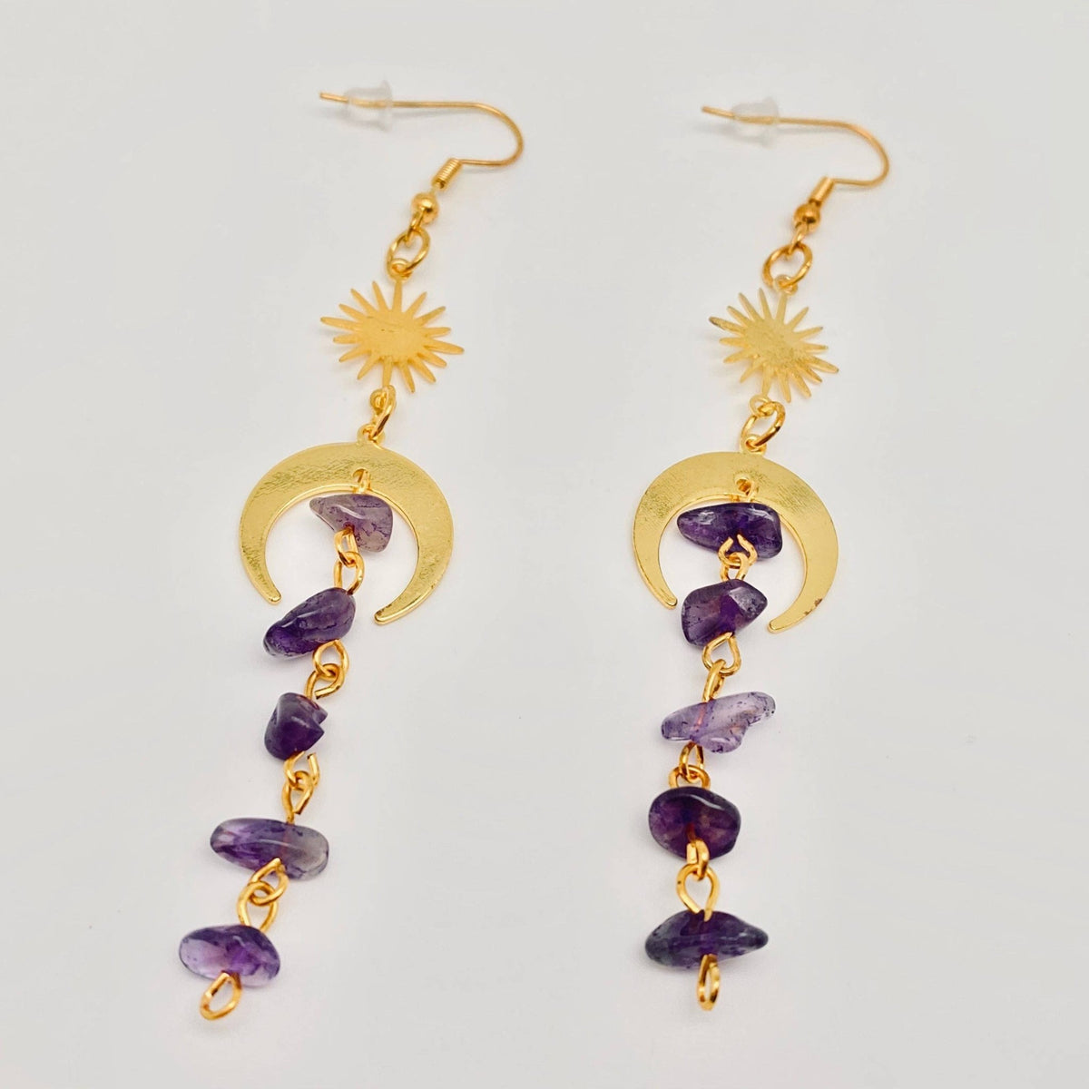 Purple Asymmetric Crystal Tassel Pendant Earrings - MS: Purple - ivyandlavyboutique Mio Queena
