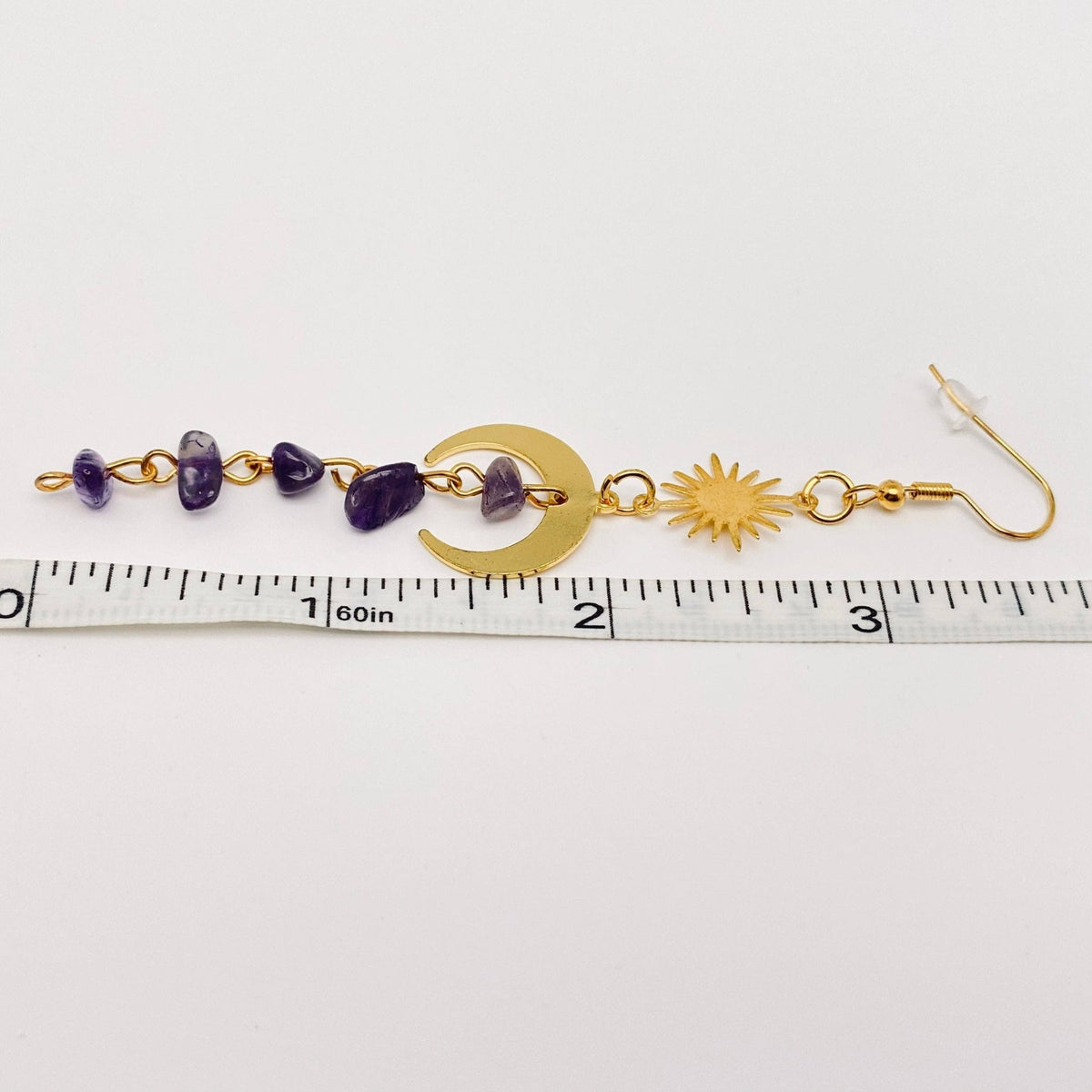 Purple Asymmetric Crystal Tassel Pendant Earrings - MS: Purple - ivyandlavyboutique Mio Queena