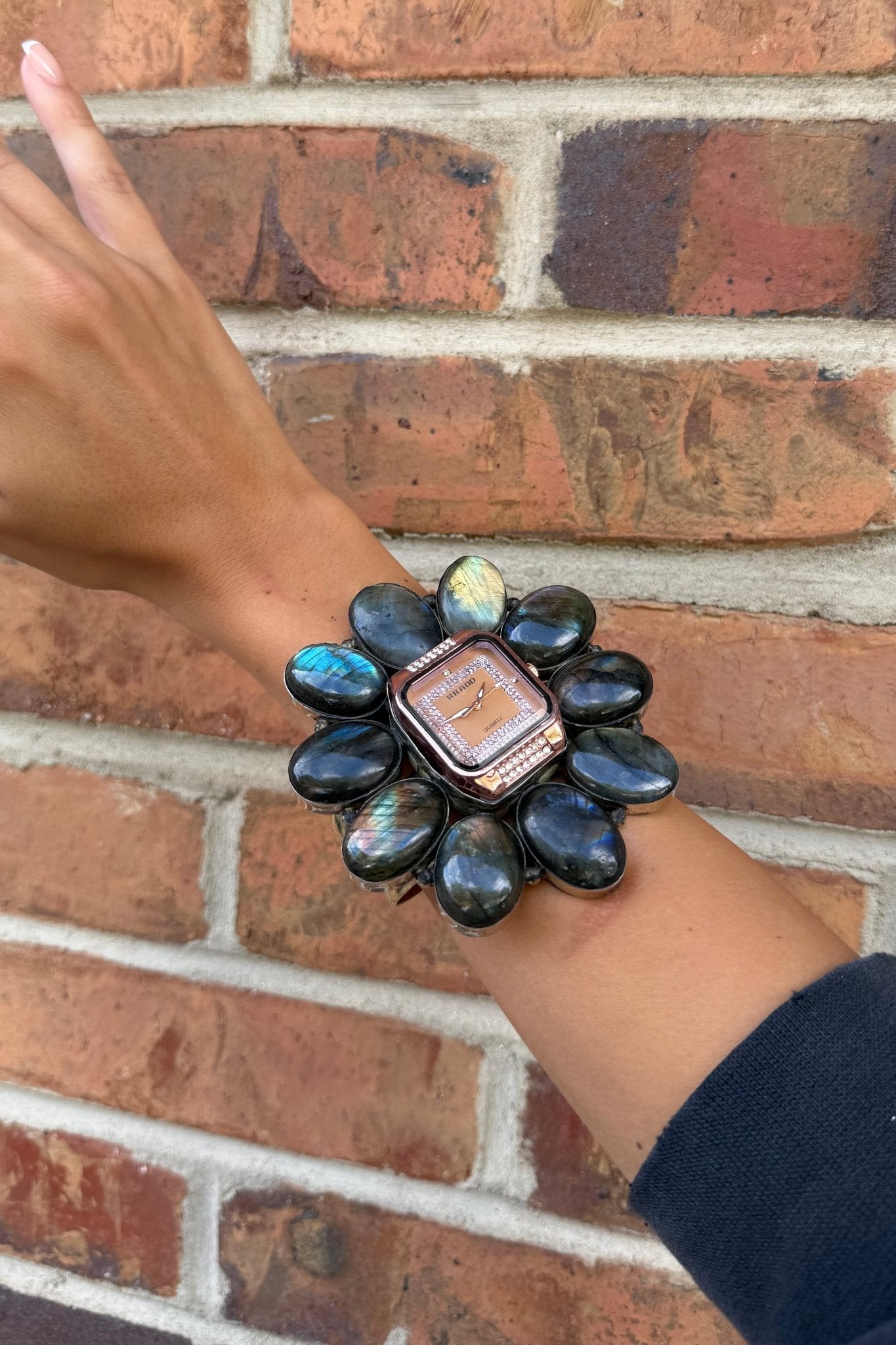 QUARTZ Bedazzled Watch Cuff/Moonstone - ivyandlavyboutique ivyandlavyboutique