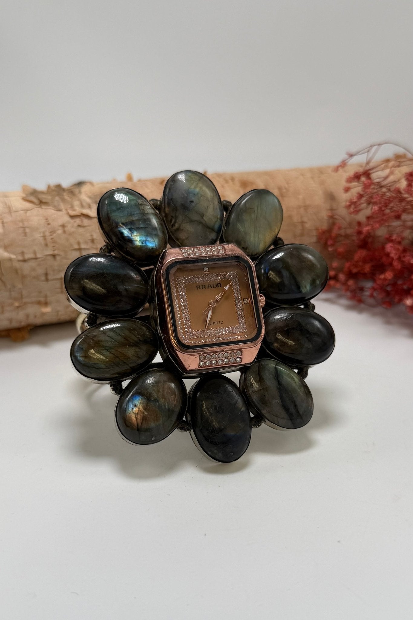 QUARTZ Bedazzled Watch Cuff/Moonstone - ivyandlavyboutique ivyandlavyboutique