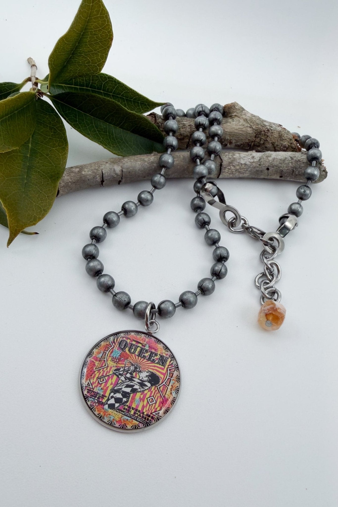 Queen Large Circle Distressed Pendant Necklace - ivyandlavyboutique Spirit Lala