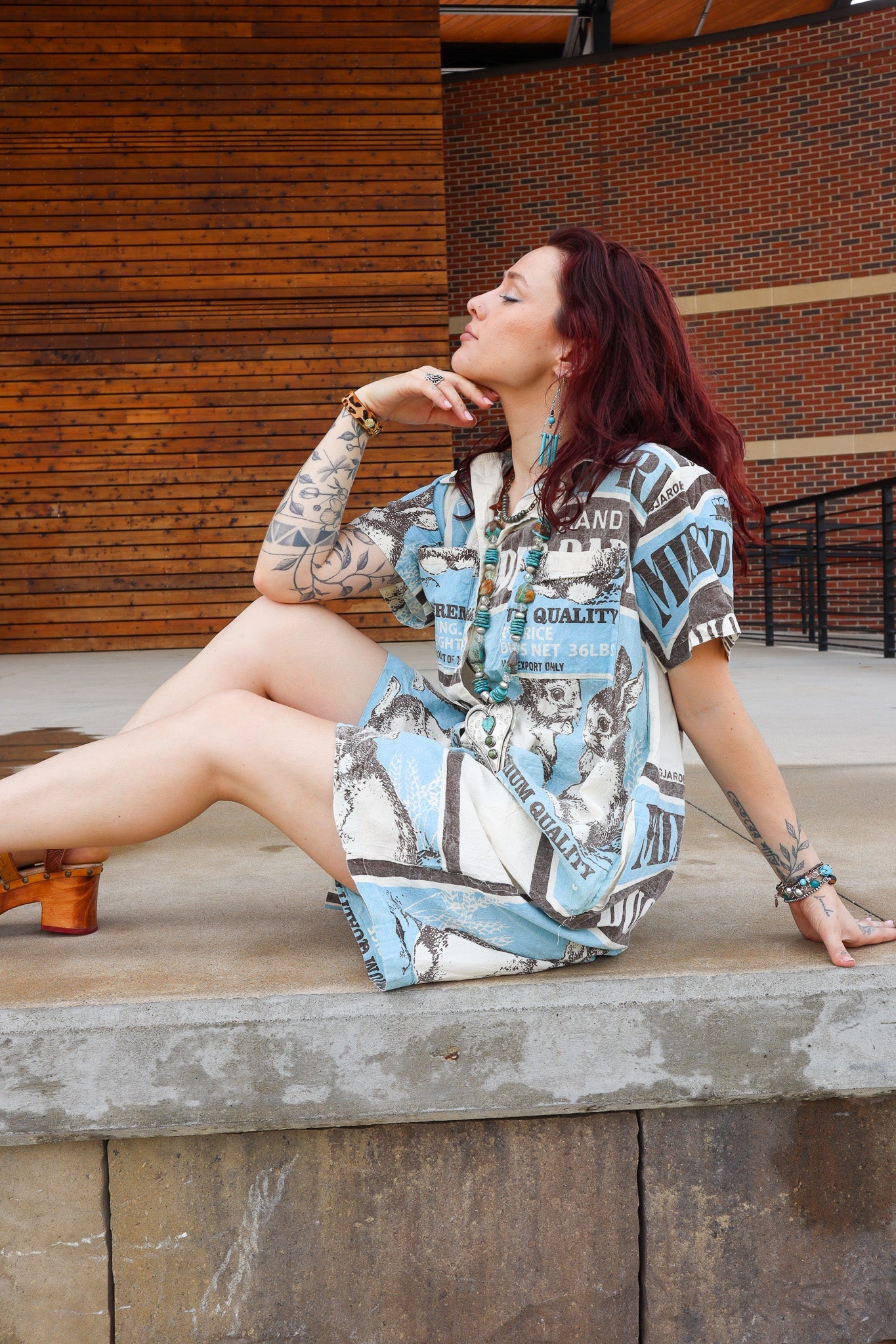 Rabbit Mischief Cotton Shirt Romper Flour Sack - ivyandlavyboutique Kathmandu Imports