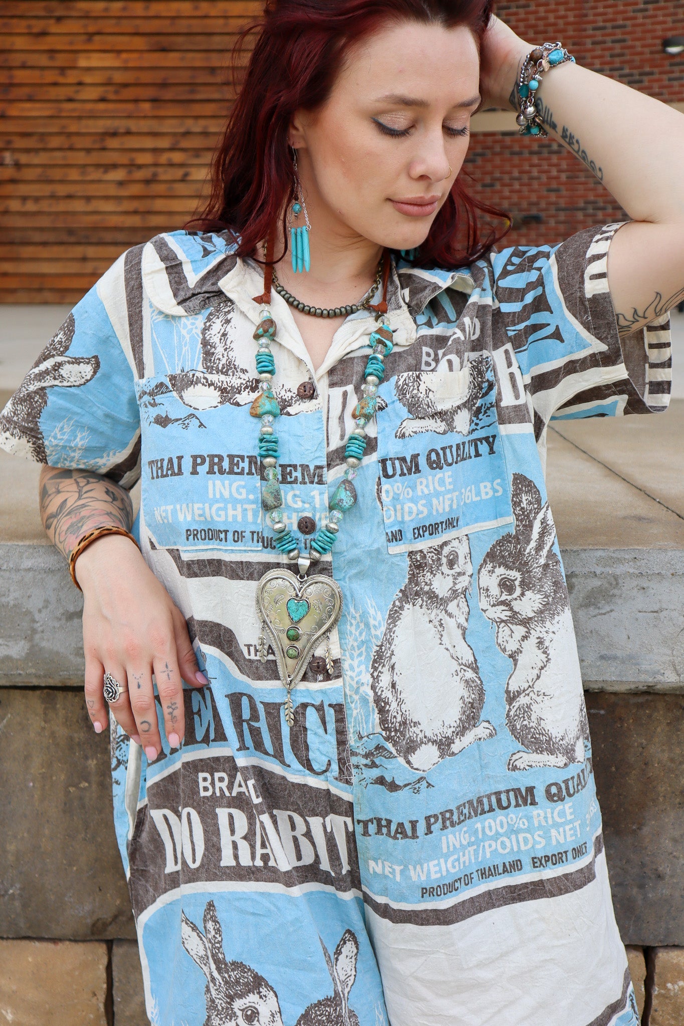 Rabbit Mischief Cotton Shirt Romper Flour Sack - ivyandlavyboutique Kathmandu Imports