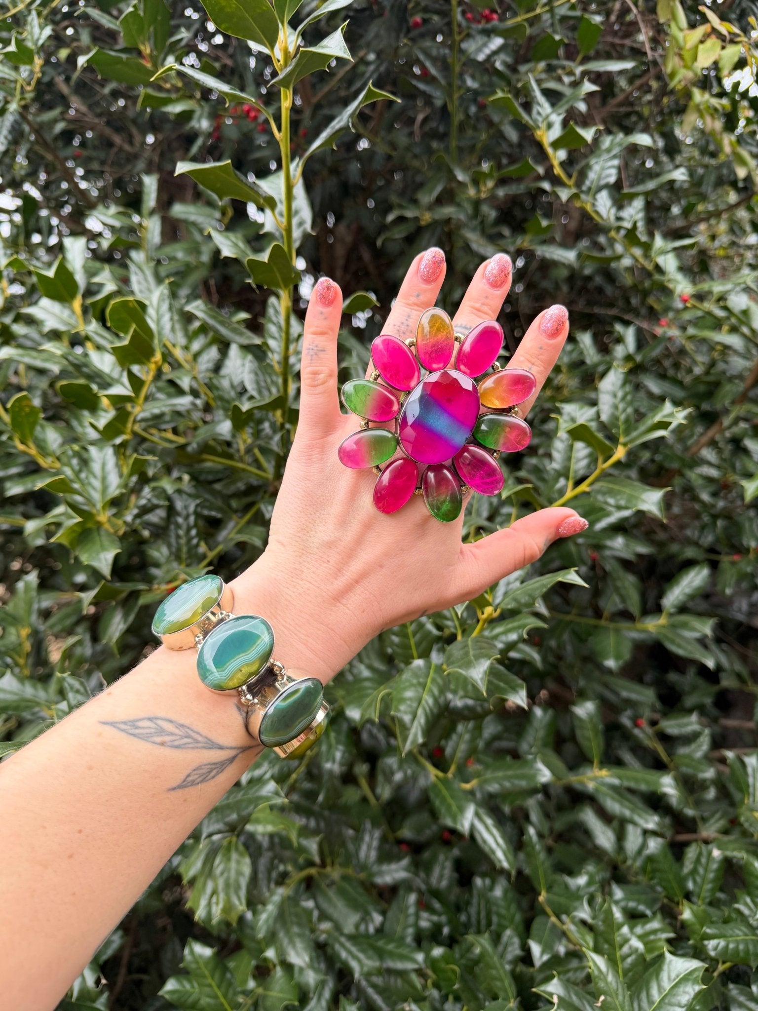 Rainbow Starburst Flower Ring - ivyandlavyboutique ivyandlavyboutique