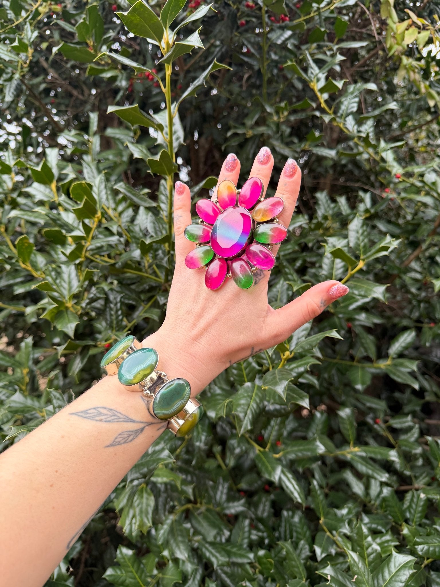 Rainbow Starburst Flower Ring - ivyandlavyboutique ivyandlavyboutique