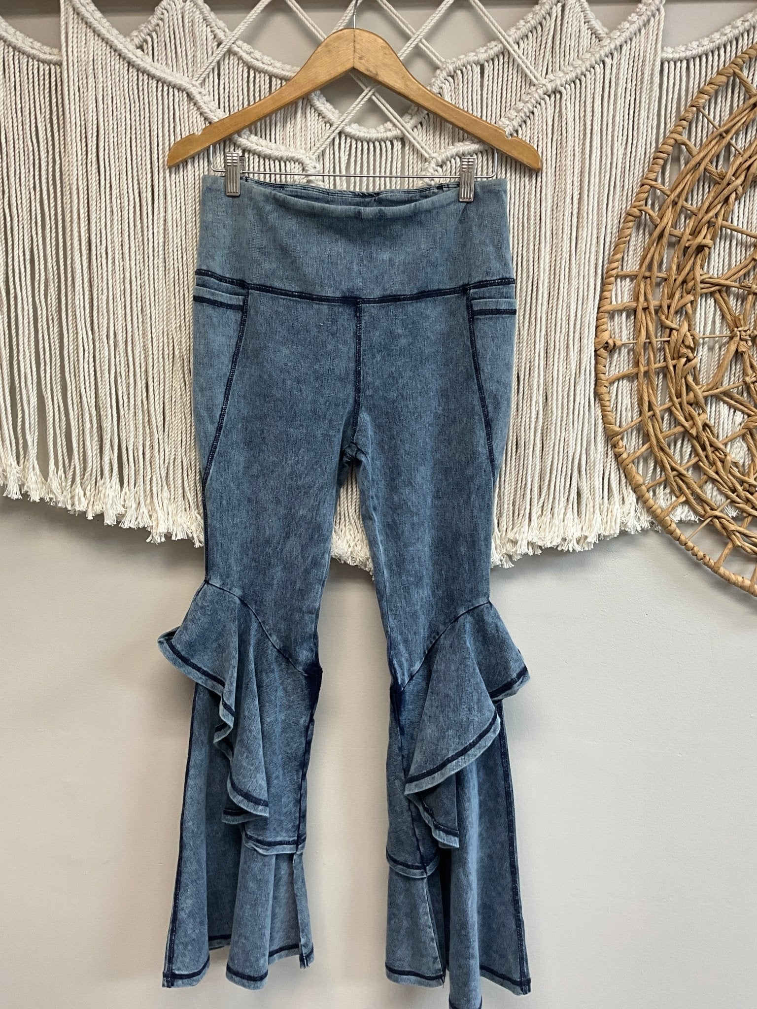 Rare Bird Ruffle Denim Legging - ivyandlavyboutique ivyandlavyboutique