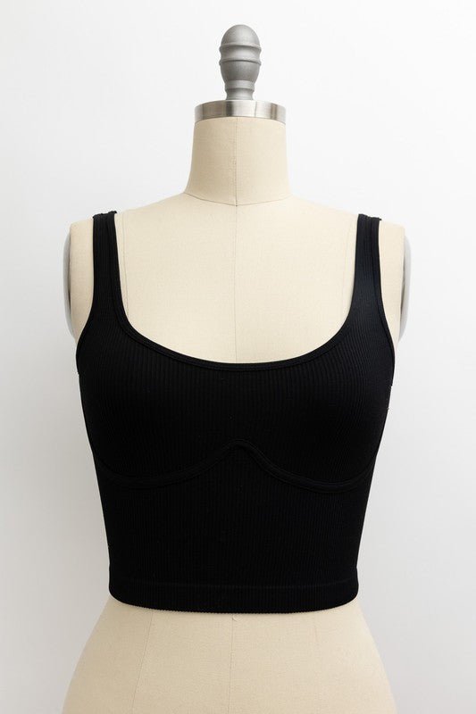 Rebecka Ribbed Underline Seams Brami Top - ivyandlavyboutique Leto Accessories