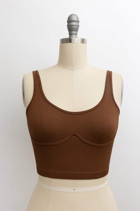 Rebecka Ribbed Underline Seams Brami Top - ivyandlavyboutique Leto Accessories