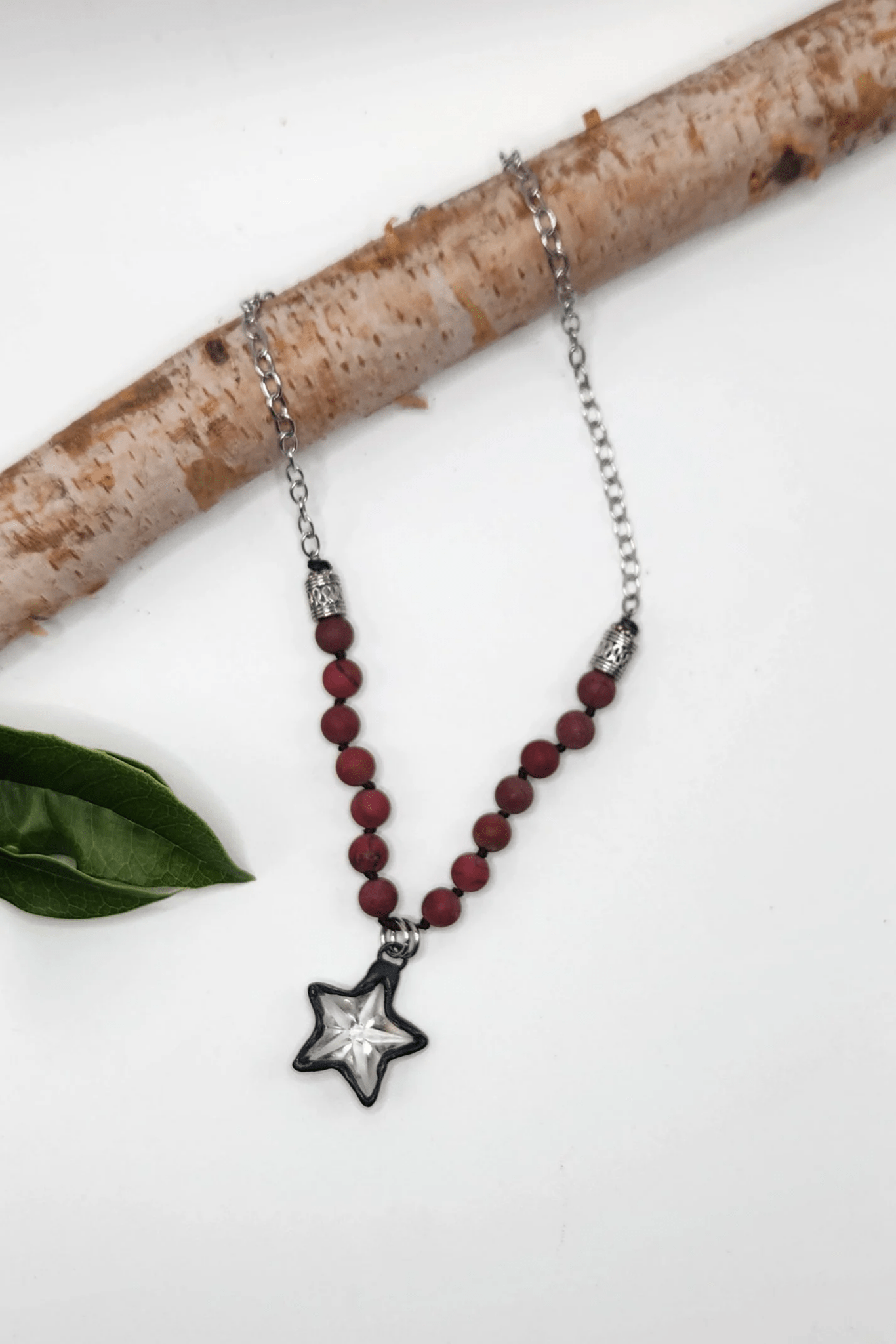 Red Bead & Crystal Star Necklace - ivyandlavyboutique Spirit Lala