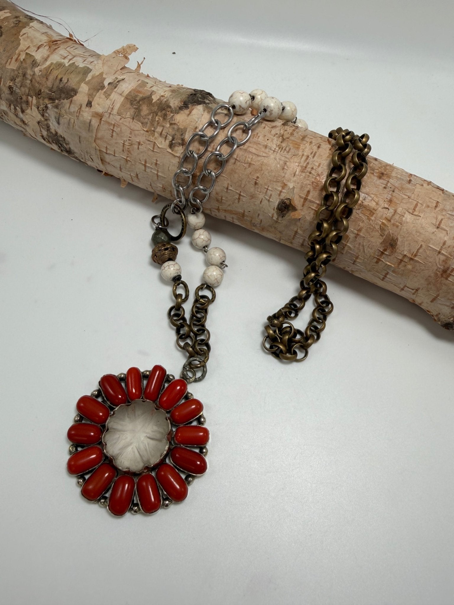 Red Flower Statement Handmade Necklace - ivyandlavyboutique ivyandlavyboutique