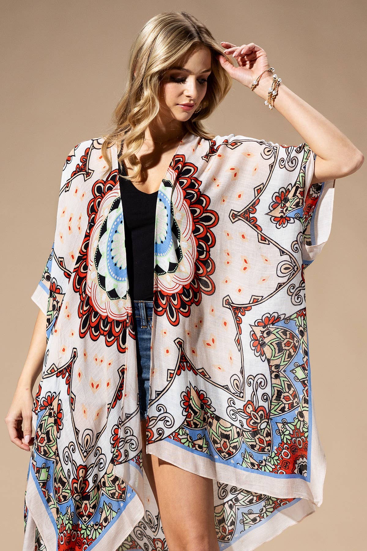 Red Mandala Kimono: RED MANDALA - ivyandlavyboutique Urbanista