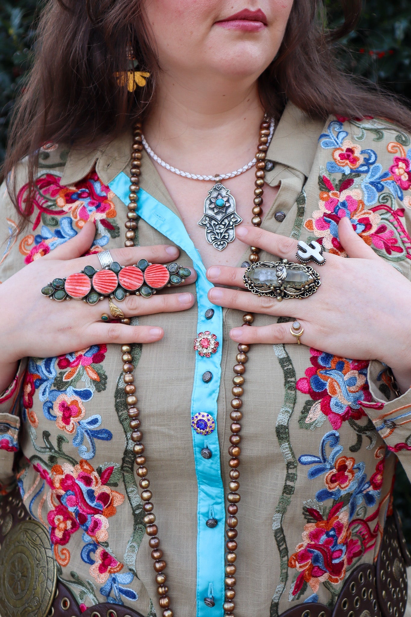 Reds & Green Long Statement Ring - ivyandlavyboutique ivyandlavyboutique