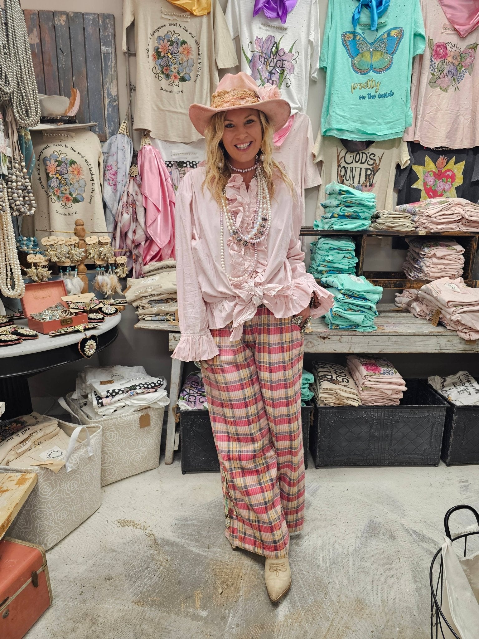 Reversible Plaid & Floral Roomy Boho Pant - ivyandlavyboutique A Rare Bird Shop