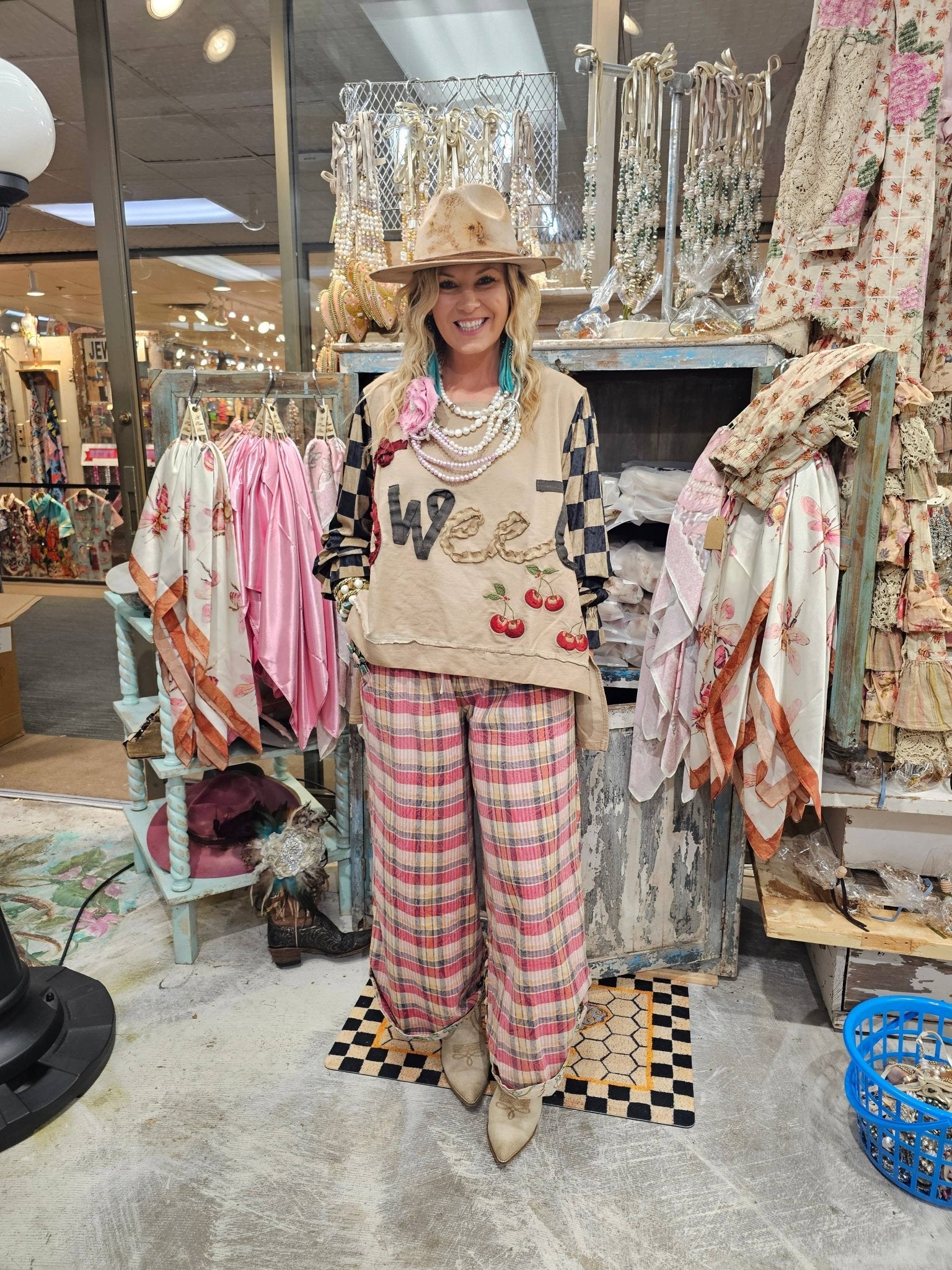 Reversible Plaid & Floral Roomy Boho Pant - ivyandlavyboutique A Rare Bird Shop