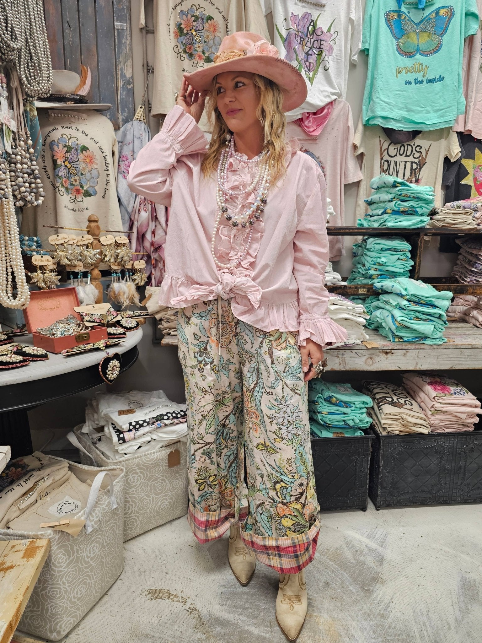 Reversible Plaid & Floral Roomy Boho Pant - ivyandlavyboutique A Rare Bird Shop