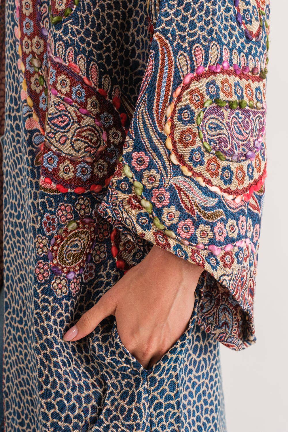 Rhea Navy Thick Stitch Duster - ivyandlavyboutique Raj Trading & Imports (USA) Inc.