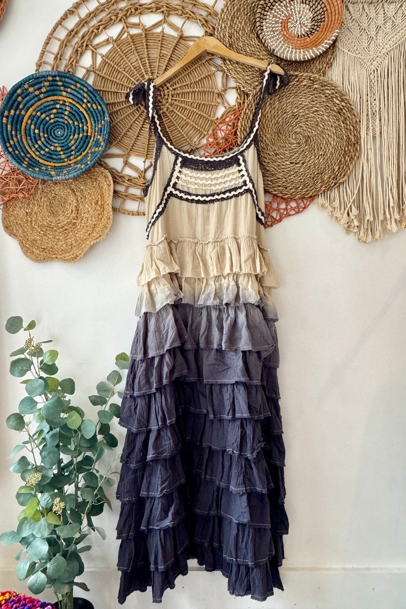 Ricrac Layered Ruffle Bohemia Dress - ivyandlavyboutique A Rare Bird Shop
