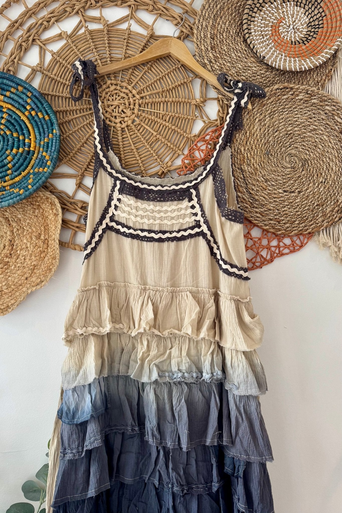 Ricrac Layered Ruffle Bohemia Dress - ivyandlavyboutique A Rare Bird Shop