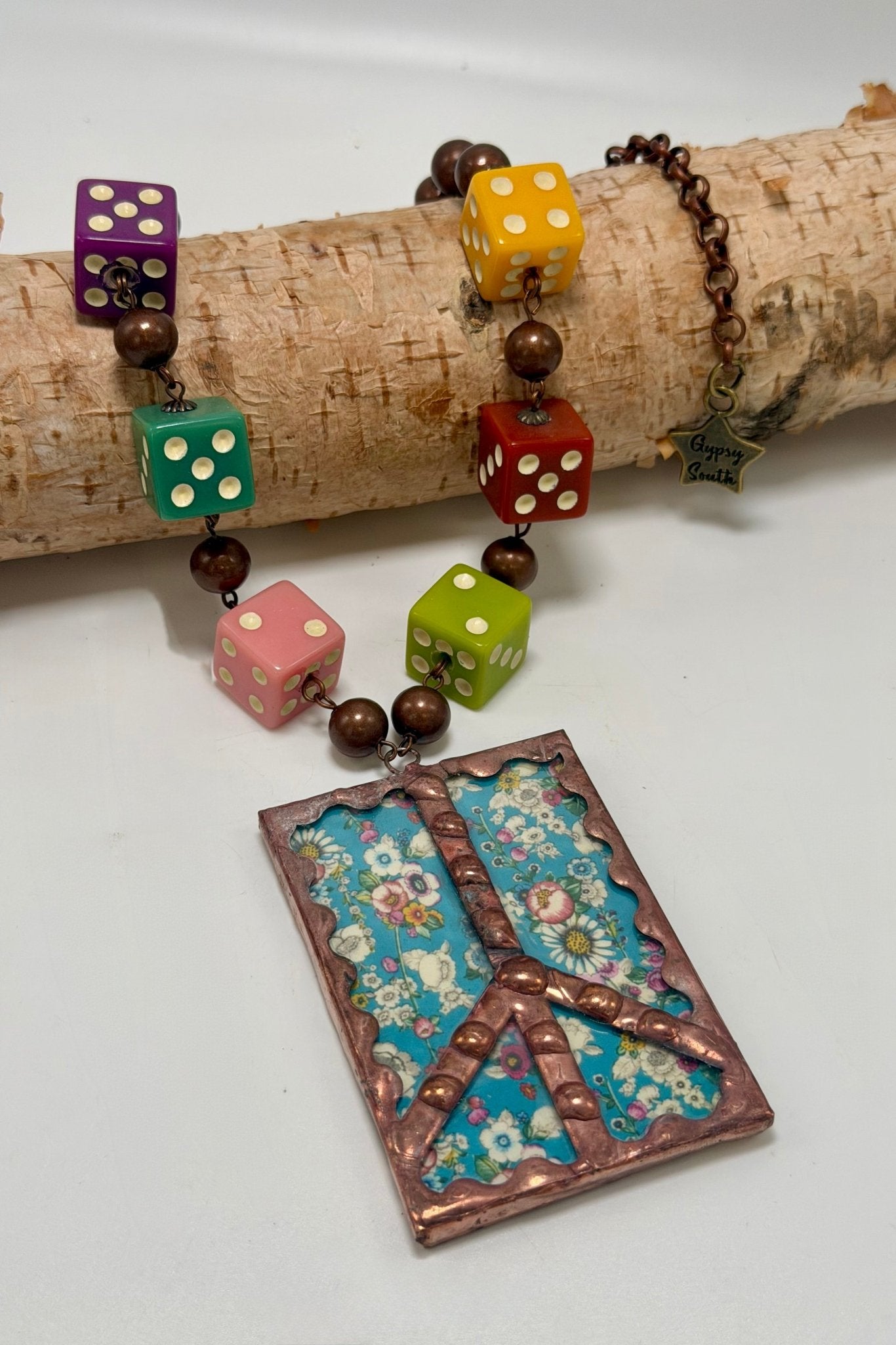 Rolling The Dice On Peace Necklace - ivyandlavyboutique Gypsy South