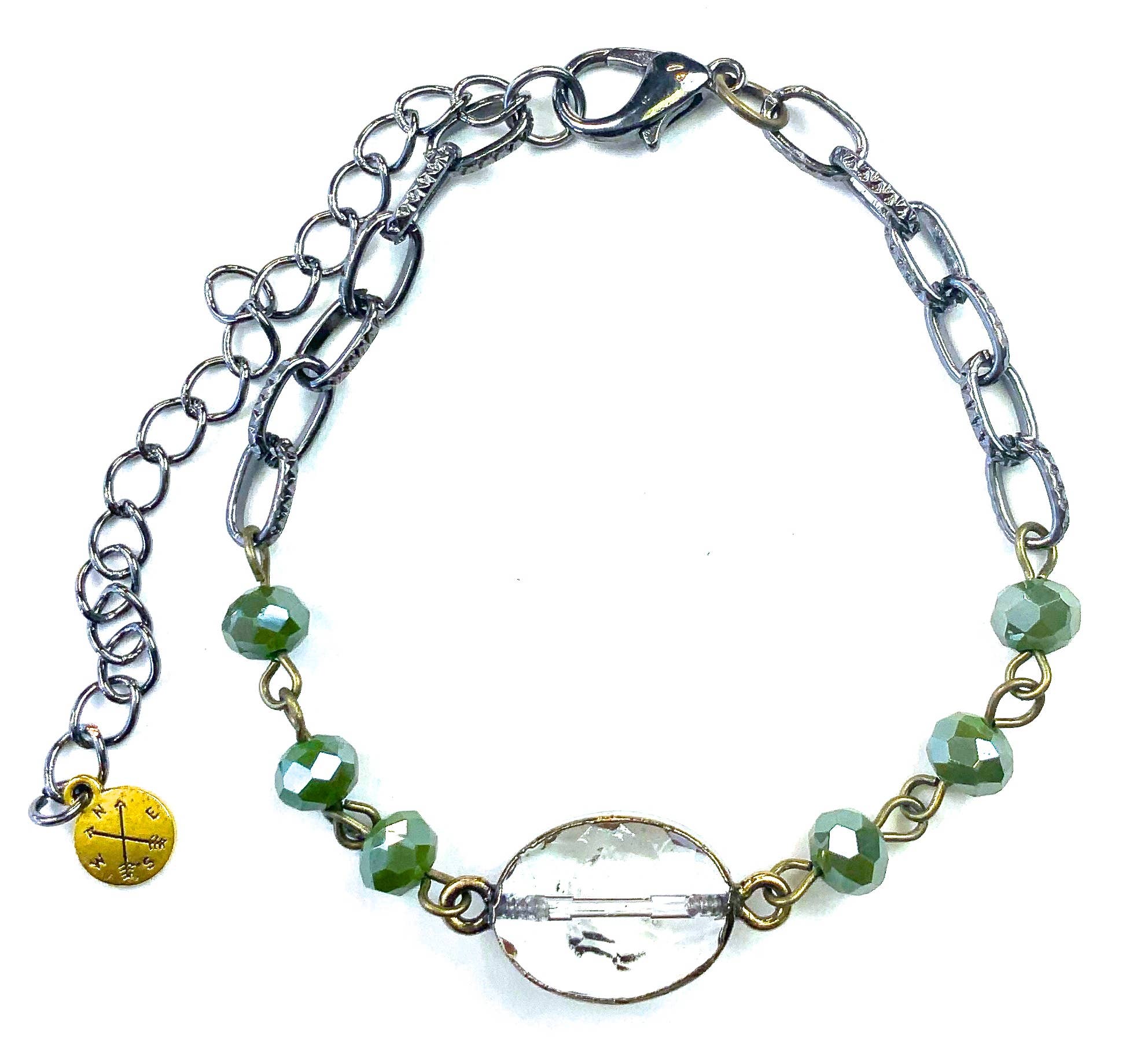 Rosaried & Edged Beaded Bracelet on Lime Chain - ivyandlavyboutique Lost & Found Trading