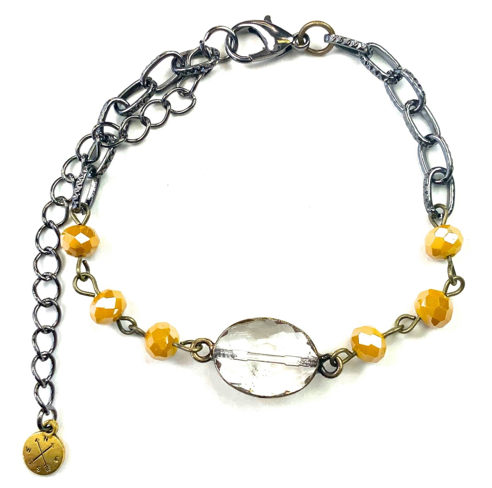 Rosaried & Edged On Yellow Chain Charm Bracelet - ivyandlavyboutique Lost & Found Trading
