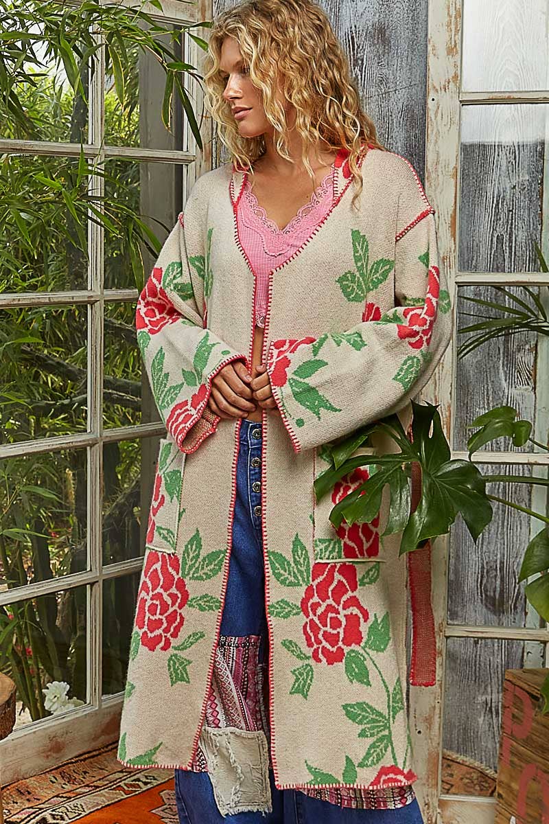 Rose Garden Maxi Cardigan Kimono - ivyandlavyboutique Pol Clothing
