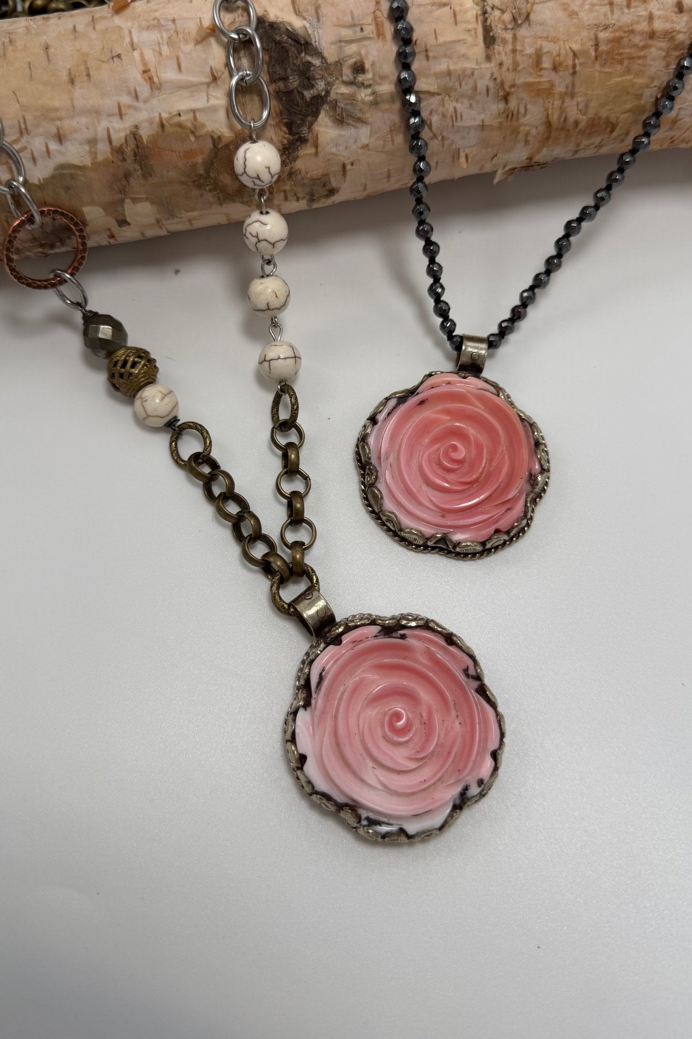 Rose in Pink Statement Handmade Necklace - ivyandlavyboutique ivyandlavyboutique