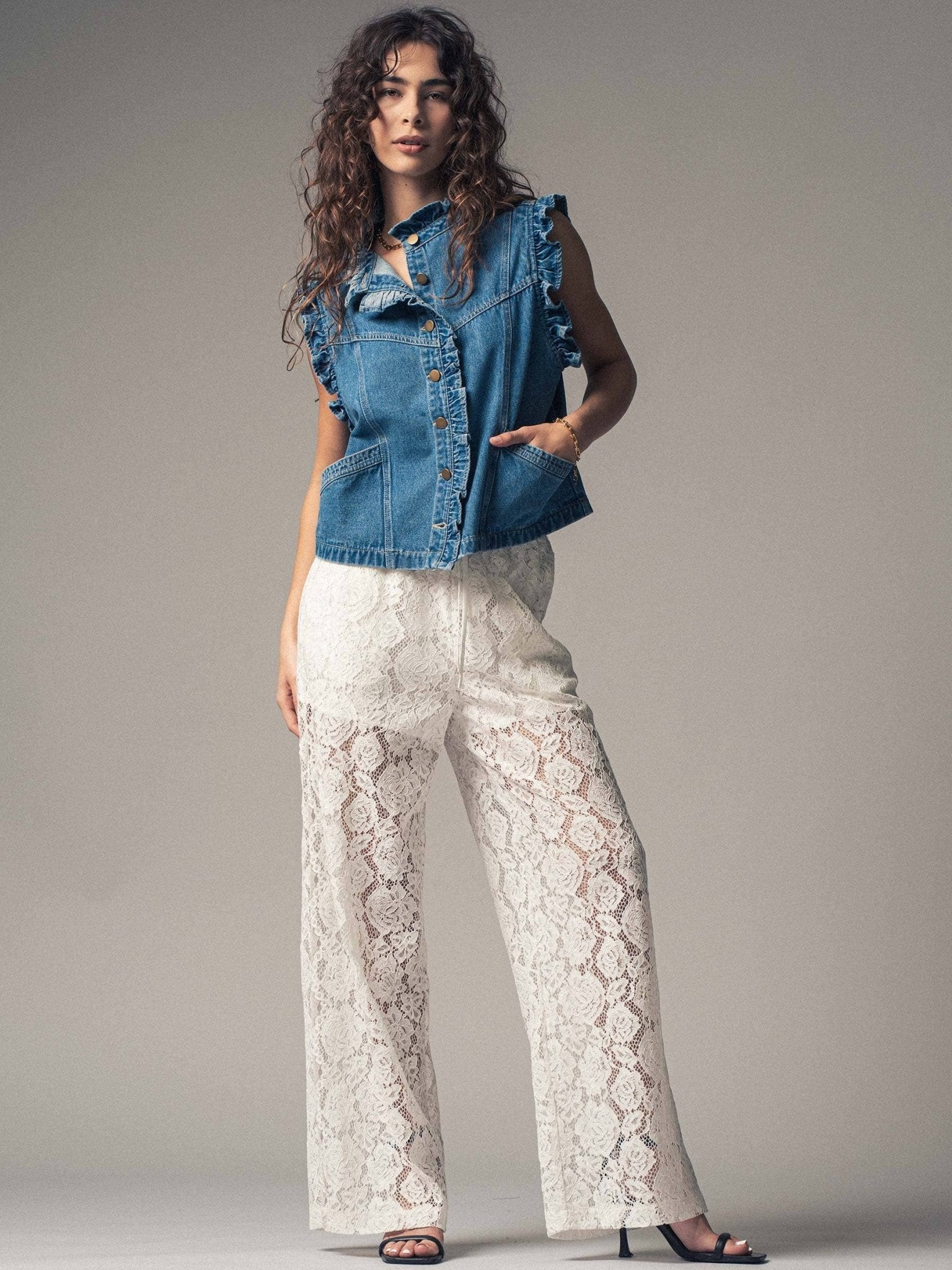 Rose Sheer Lace Comfy Wide - Leg Pants: - ivyandlavyboutique Fashion Week