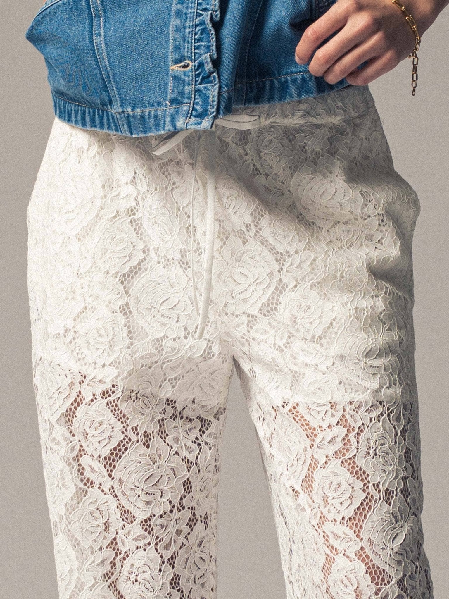 Rose Sheer Lace Comfy Wide - Leg Pants: - ivyandlavyboutique Fashion Week