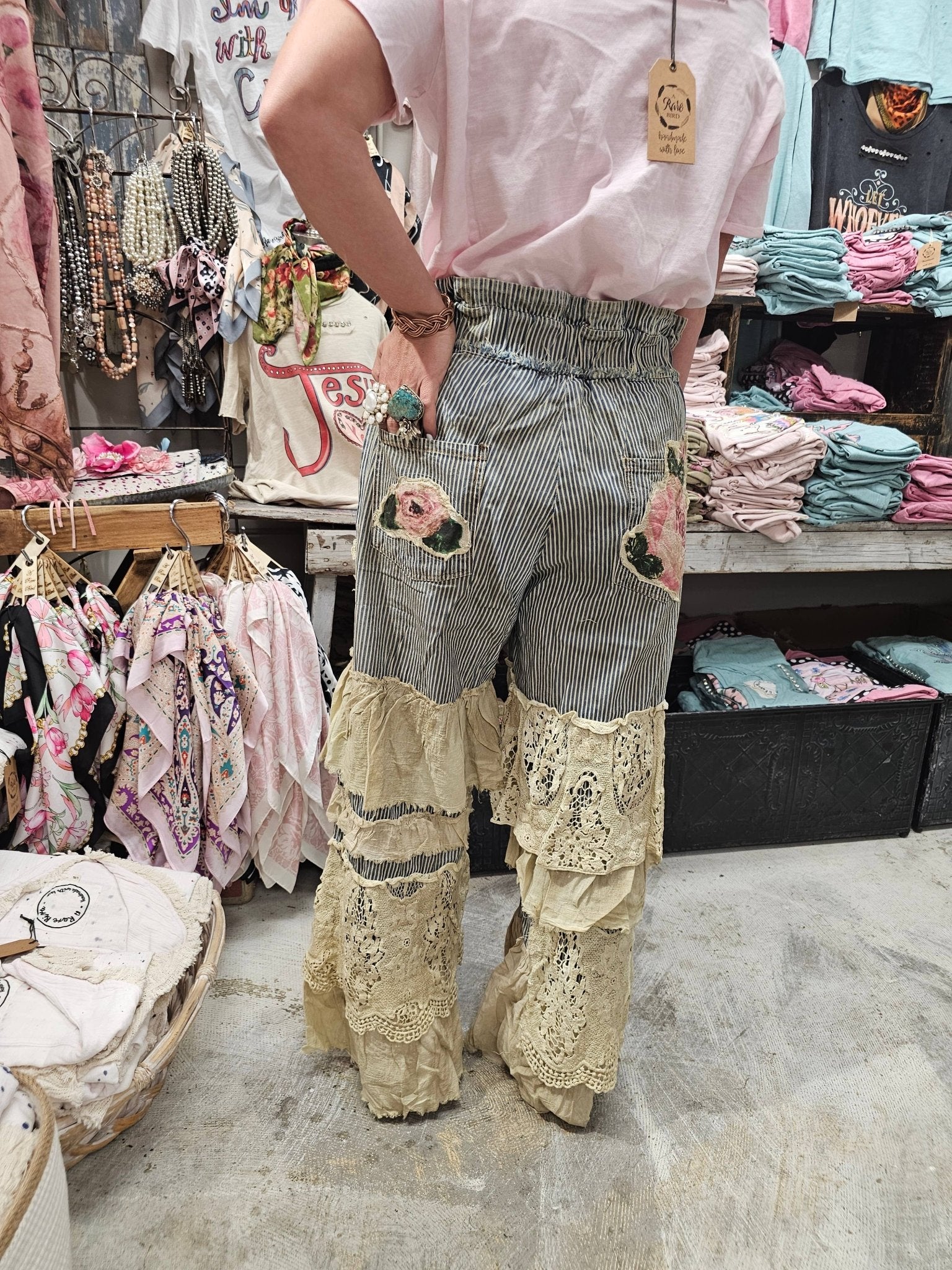 Rose Ticking Frolicking Pant - ivyandlavyboutique A Rare Bird Shop