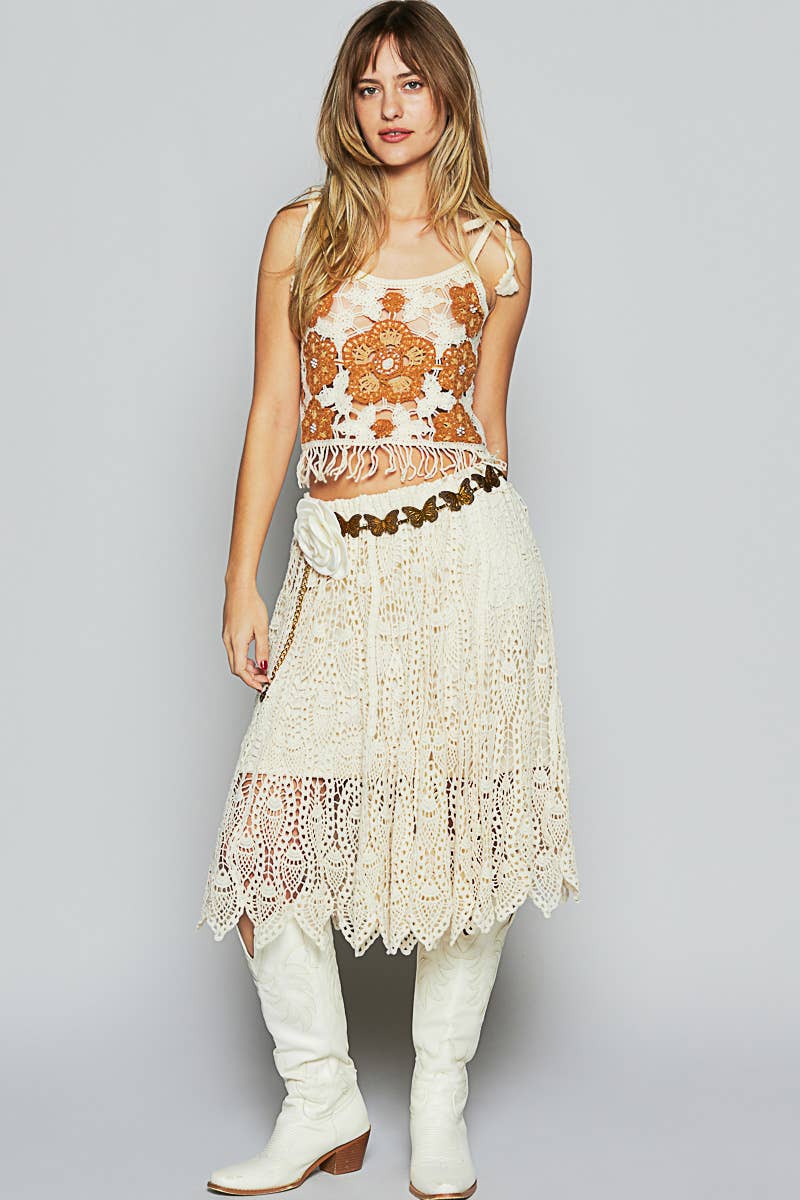 Round neck sleeveless crochet weave knit top - ivyandlavyboutique Pol Clothing