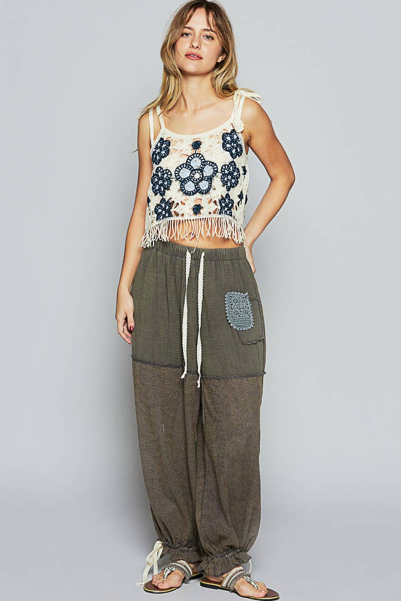 Round neck sleeveless crochet weave knit top - ivyandlavyboutique Pol Clothing