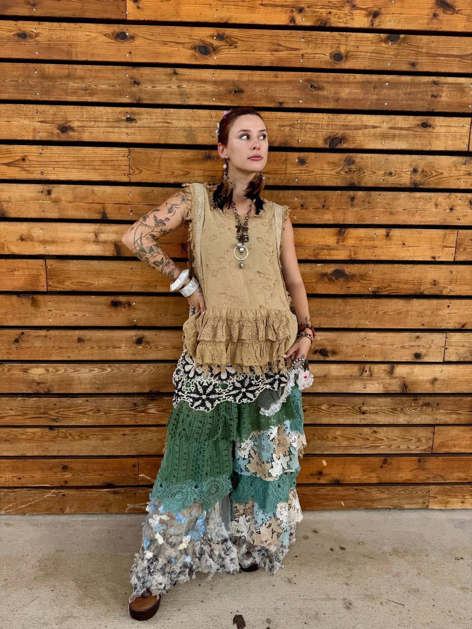 Ruffle Up High - Lo Top Tea Stain - ivyandlavyboutique Jaded Gypsy