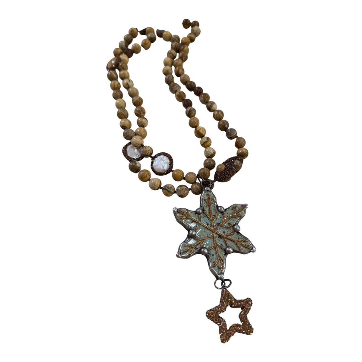 Rustic Snowflake Necklace - Boho Wanderlust Boutique Art by Amy