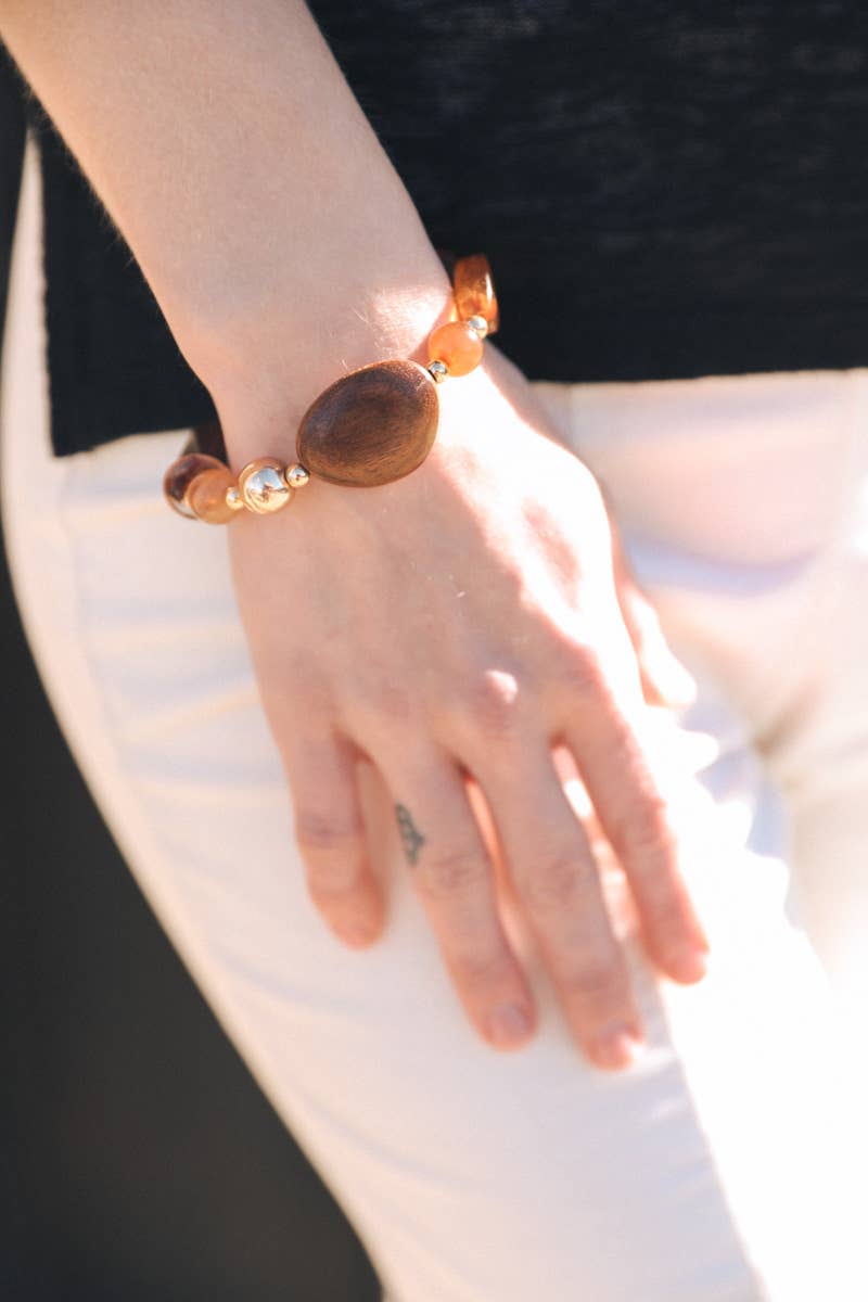 Rustic Wood and Stone Fashion Bracelet - ivyandlavyboutique Leto Accessories
