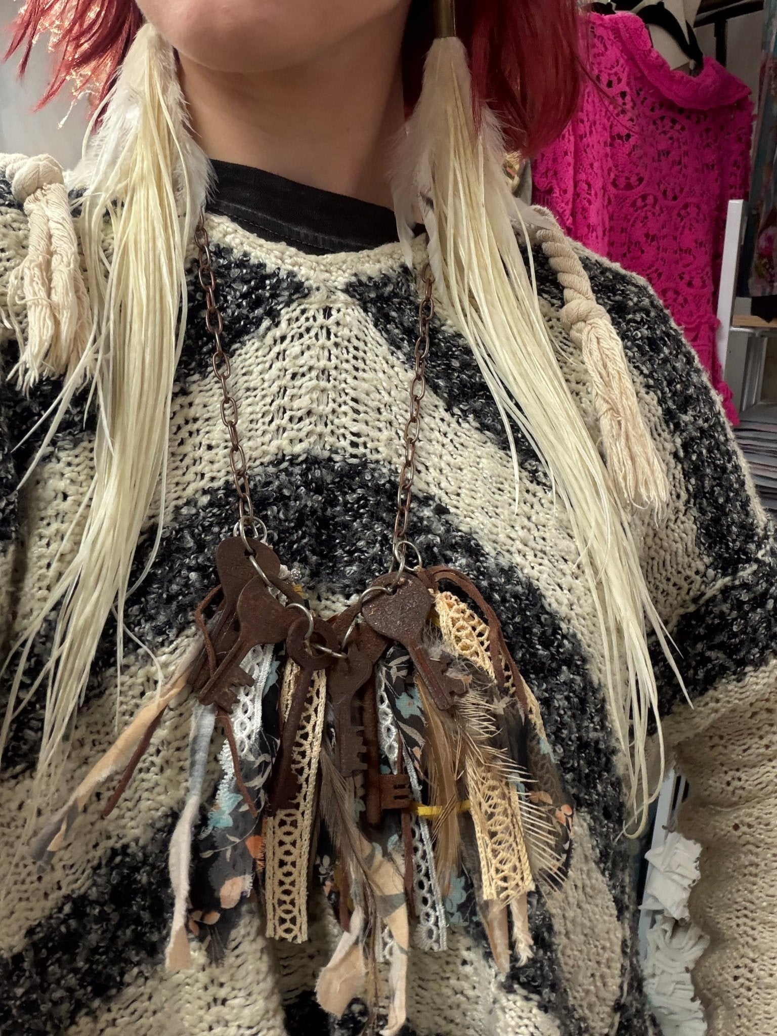 Rusty Keys Necklace - ivyandlavyboutique A Rare Bird Shop