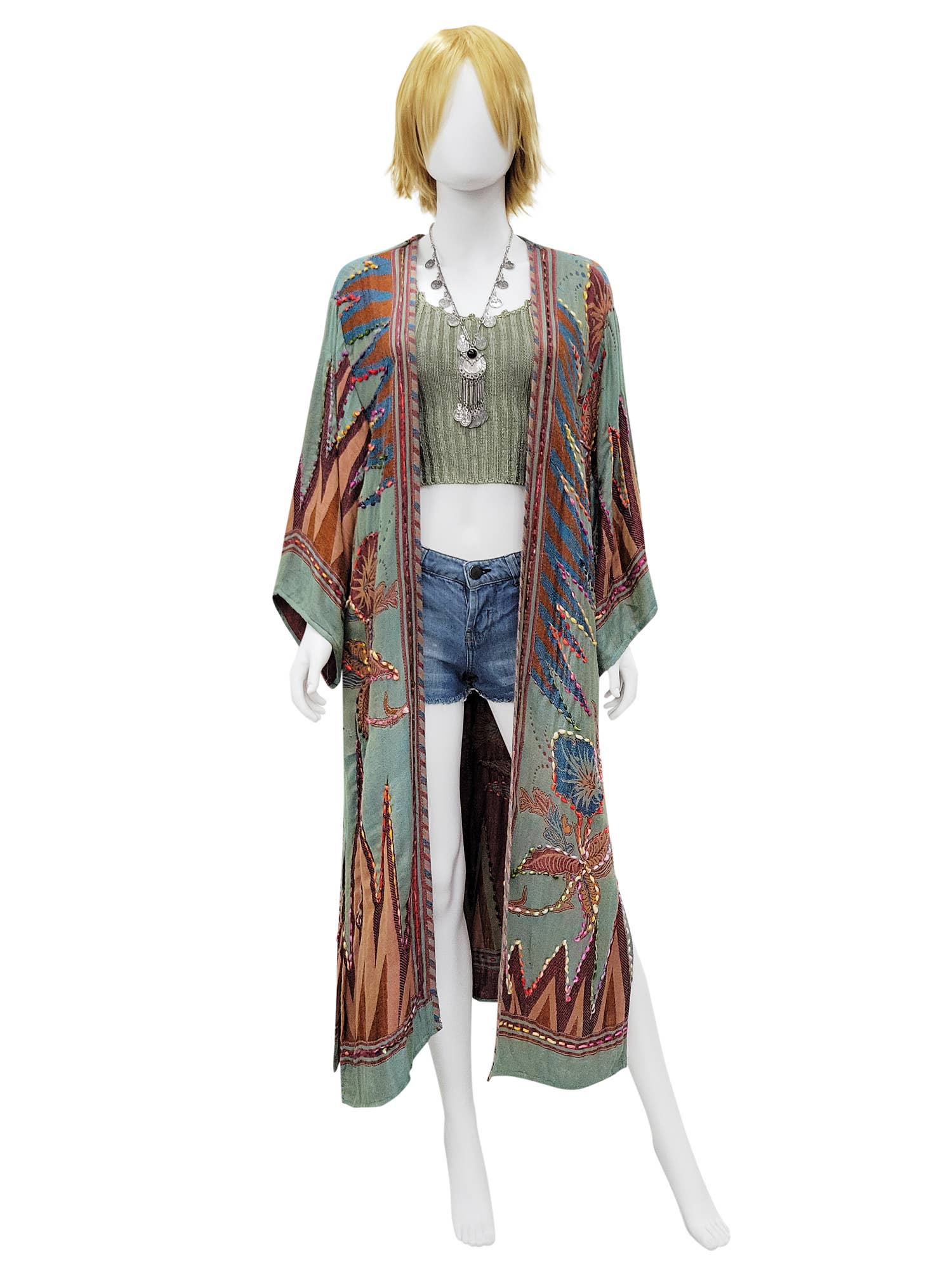 Sale - Meghan Seafoam Thick Stitch Duster - ivyandlavyboutique Raj Trading & Imports (USA) Inc.