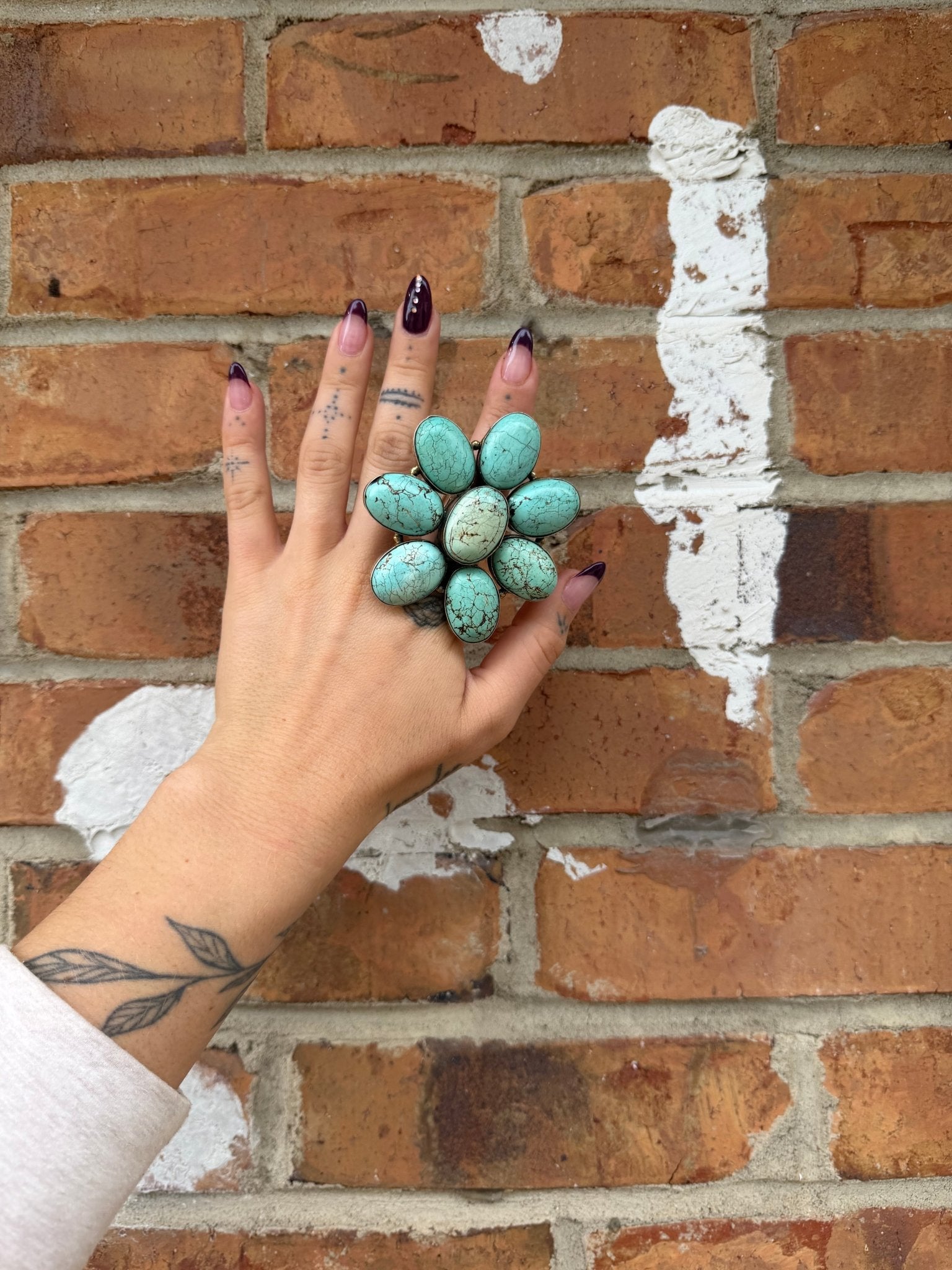 Sale Ring - Flower Howlite - ivyandlavyboutique ivyandlavyboutique