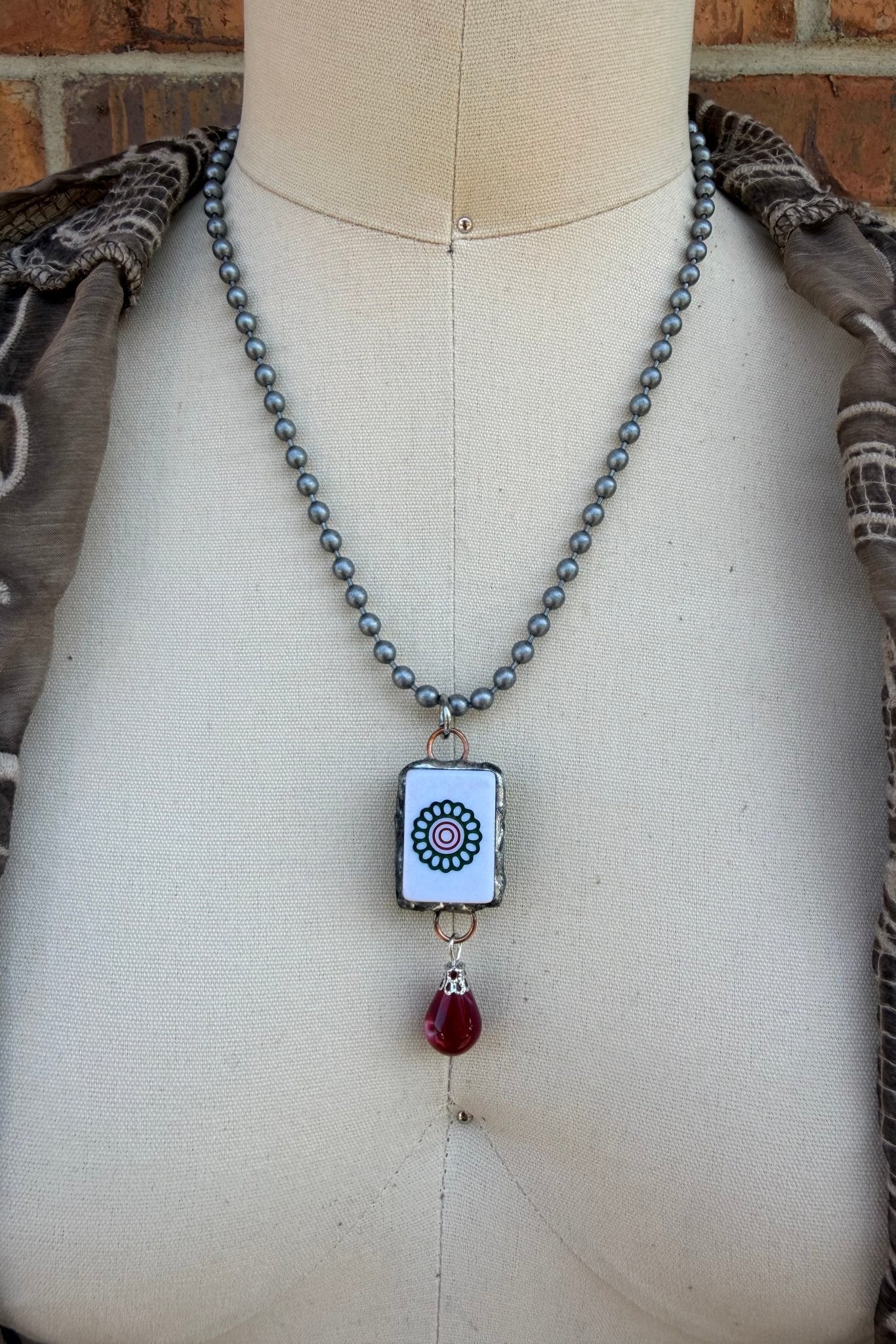Sassy Mahjong Tile Necklace Style 12 - ivyandlavyboutique Spirit Lala