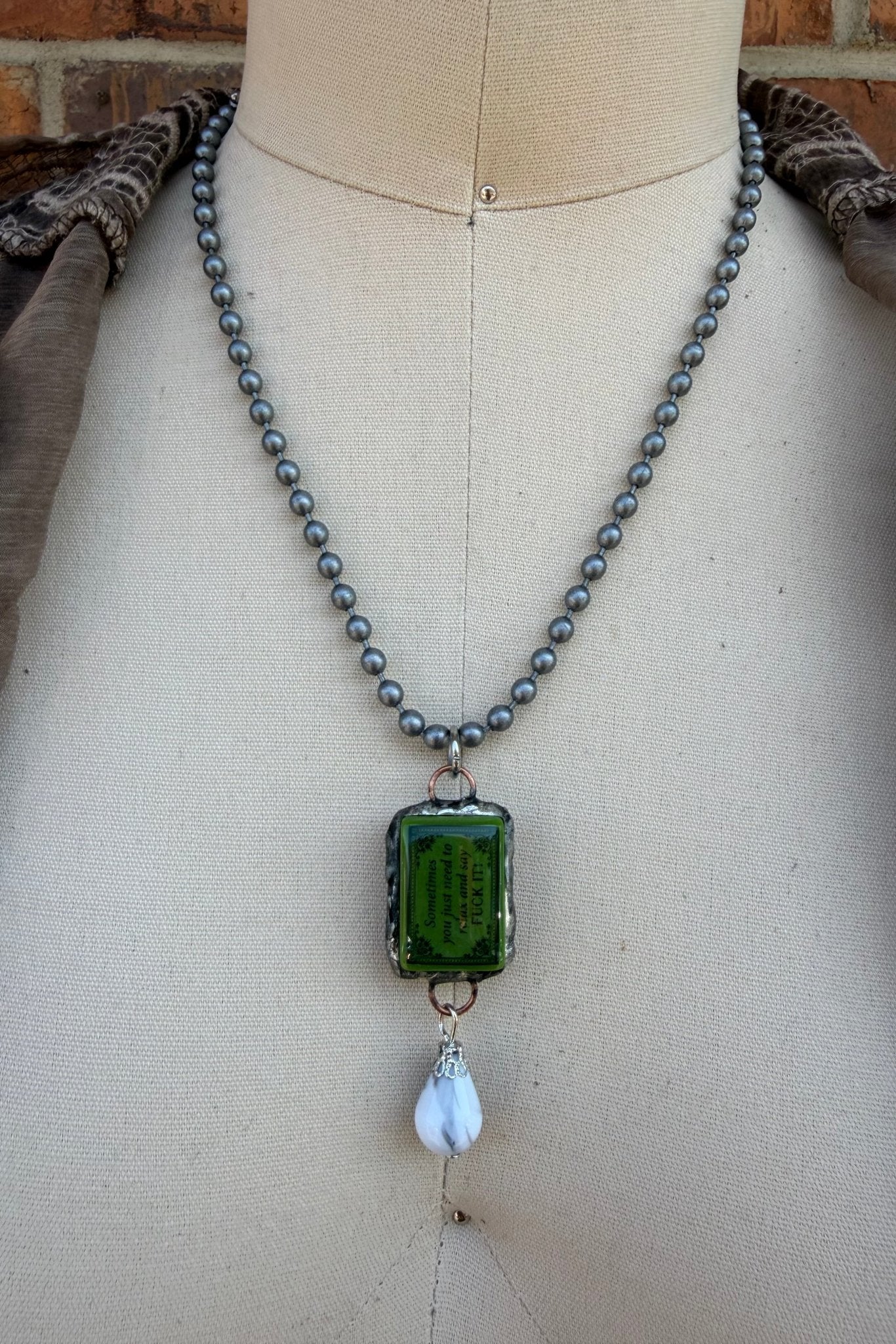 Sassy Mahjong Tile Necklace Style 14 - ivyandlavyboutique Spirit Lala