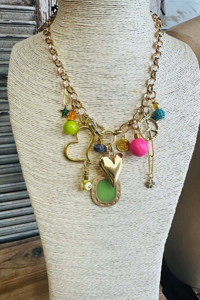 Sea Green Gold Link Necklace - ivyandlavyboutique Scooples Jewelry