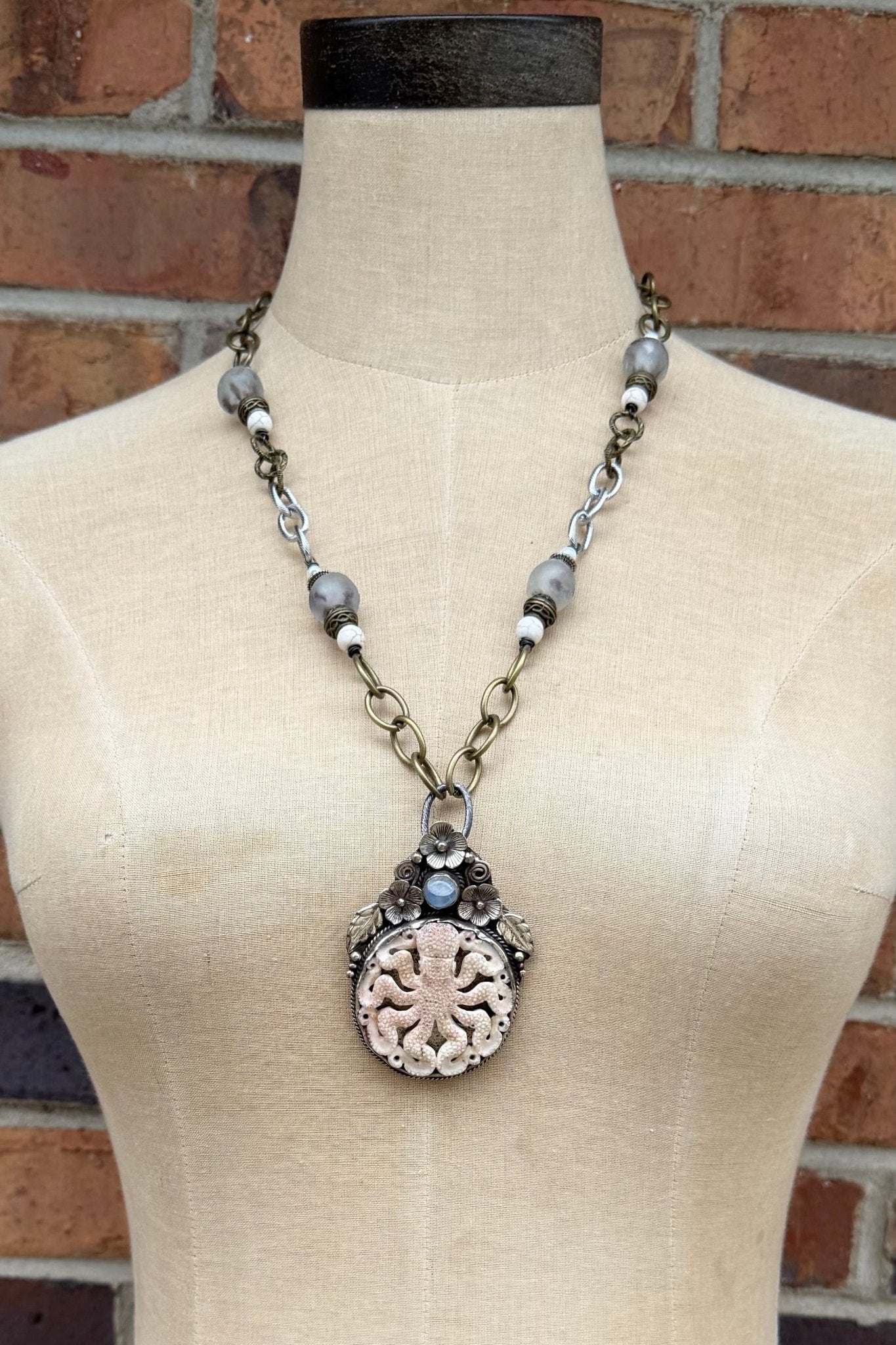 Sea Monster Carved Octopus Statement Necklace - ivyandlavyboutique ivyandlavyboutique