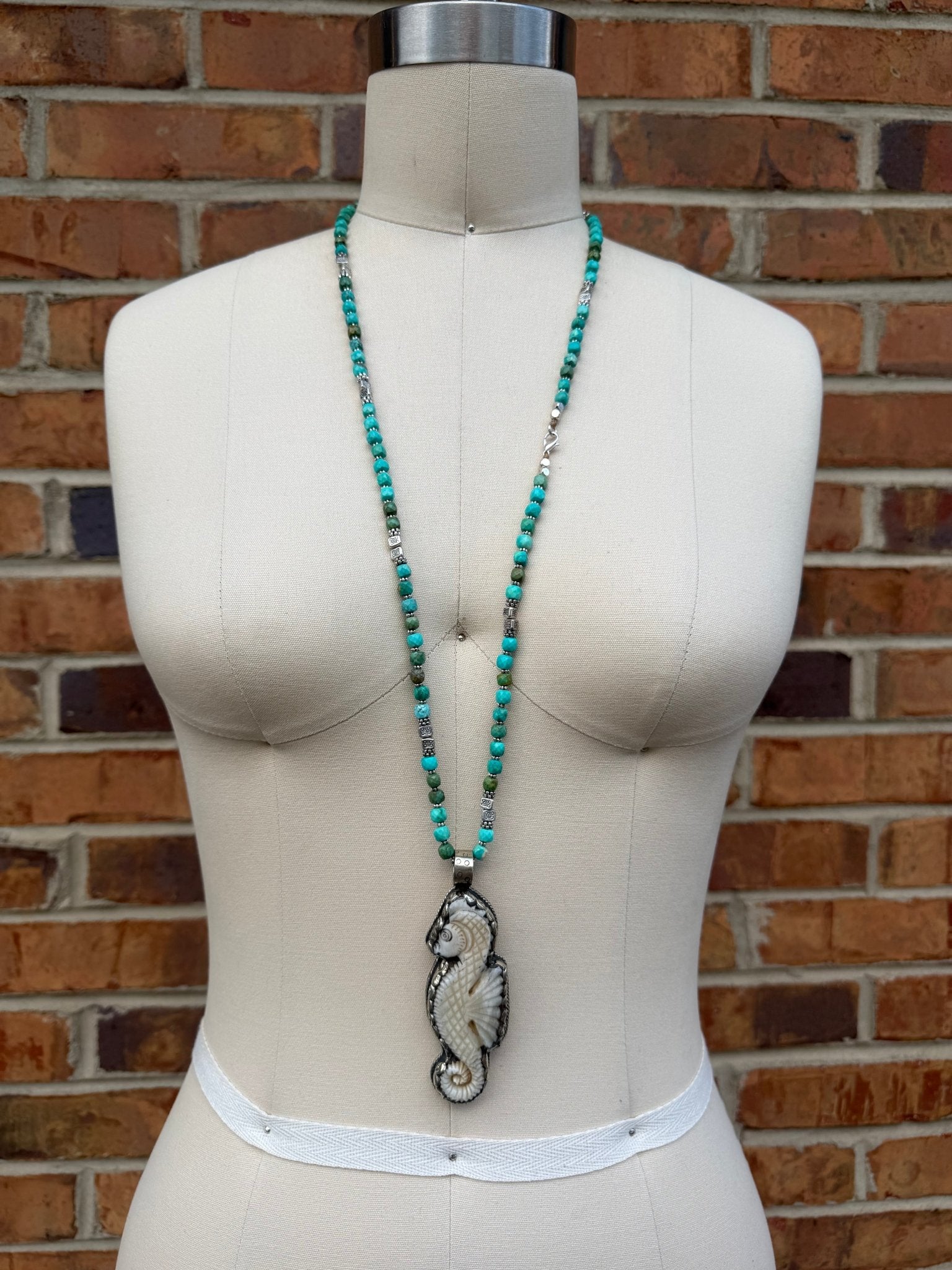 Seahorse Breeze w/ Turquoise Necklace - ivyandlavyboutique ivyandlavyboutique