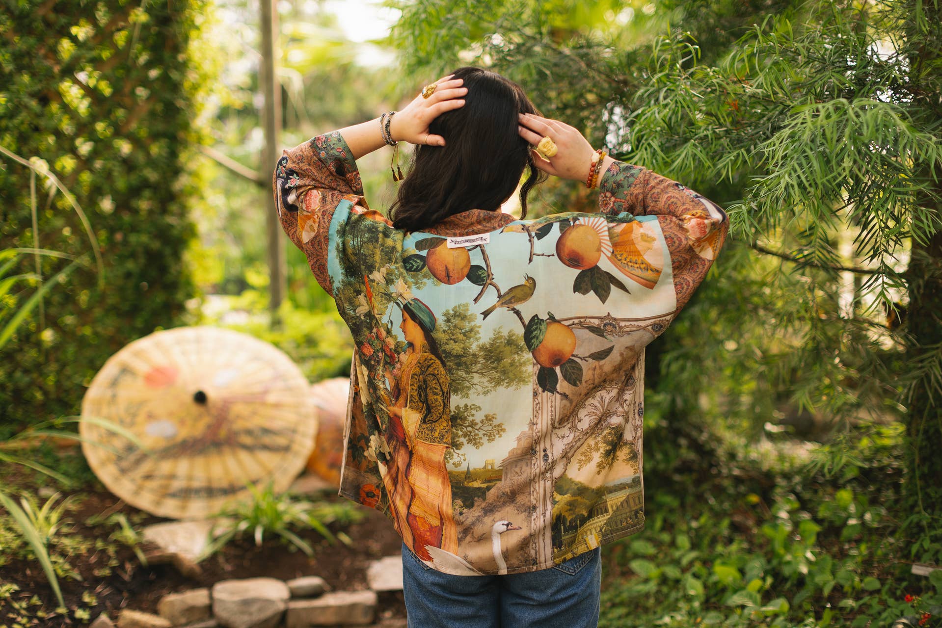 Secret Garden Pixie Duster Cropped Kimono w/ Swan - ivyandlavyboutique Market of Stars