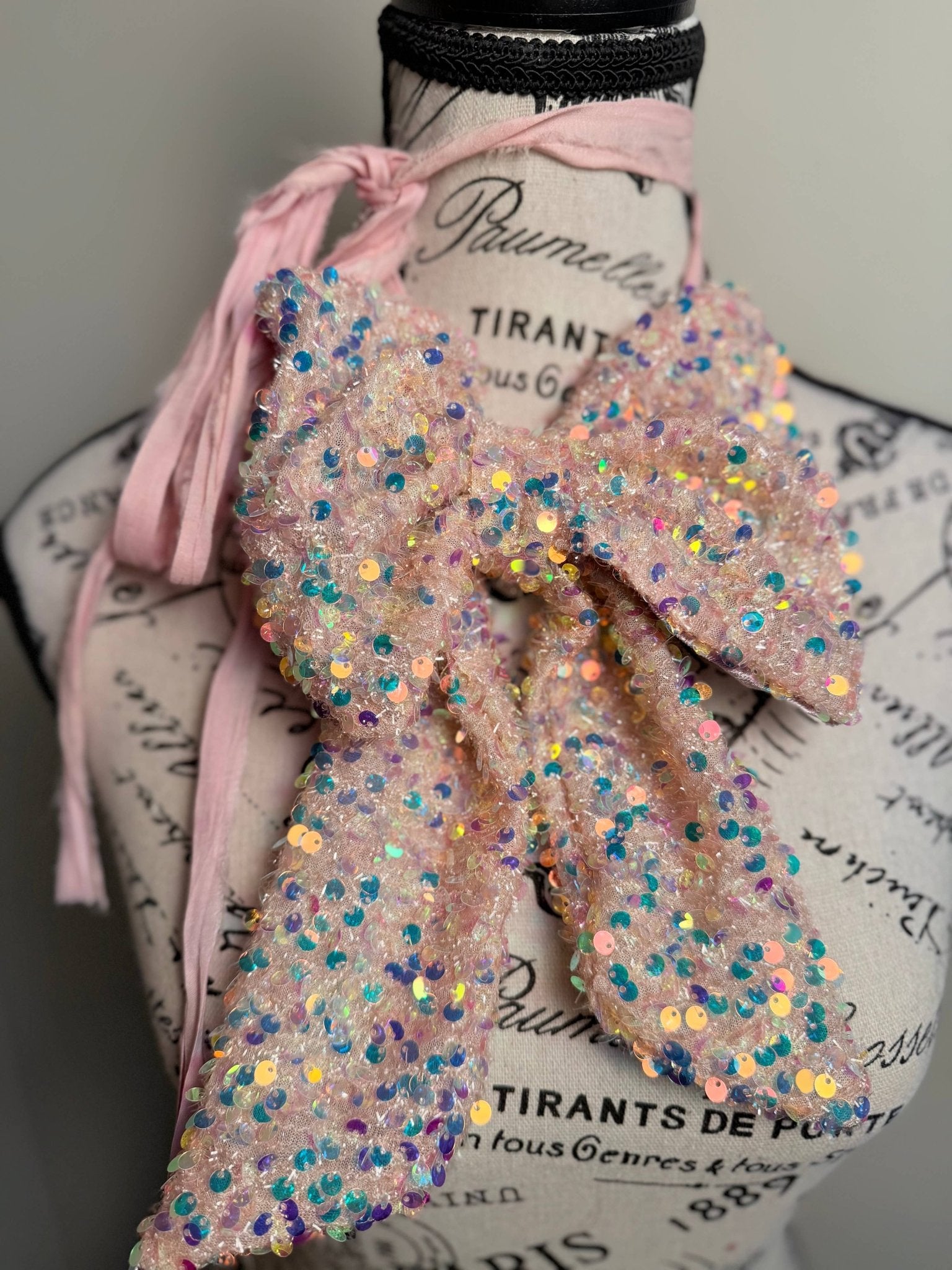 SEQUIN BOW TIE JABOT : OPAL - ivyandlavyboutique The Curated Raven