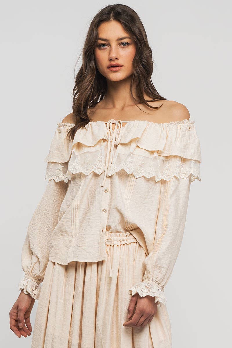 Seven Seas Lace Ruffle Blouse - ivyandlavyboutique Fashion Week
